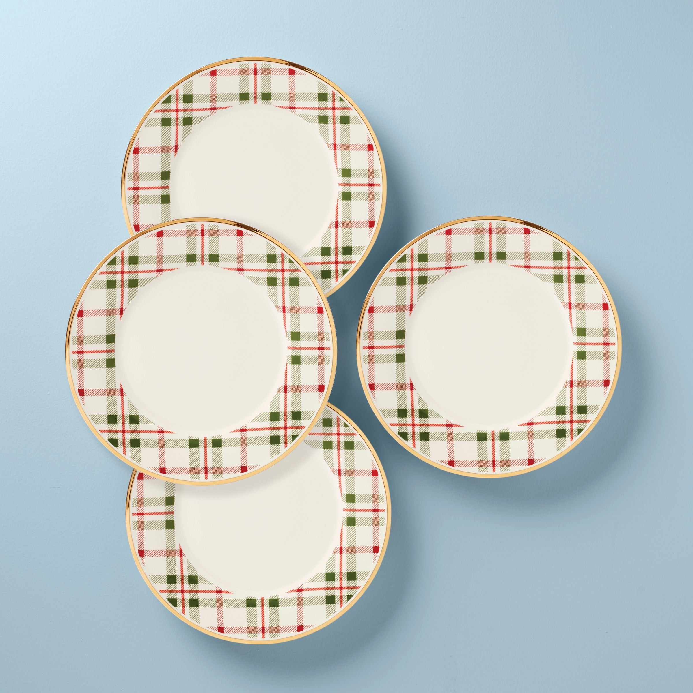 Holiday Plaid Dinner Plates Set of 4