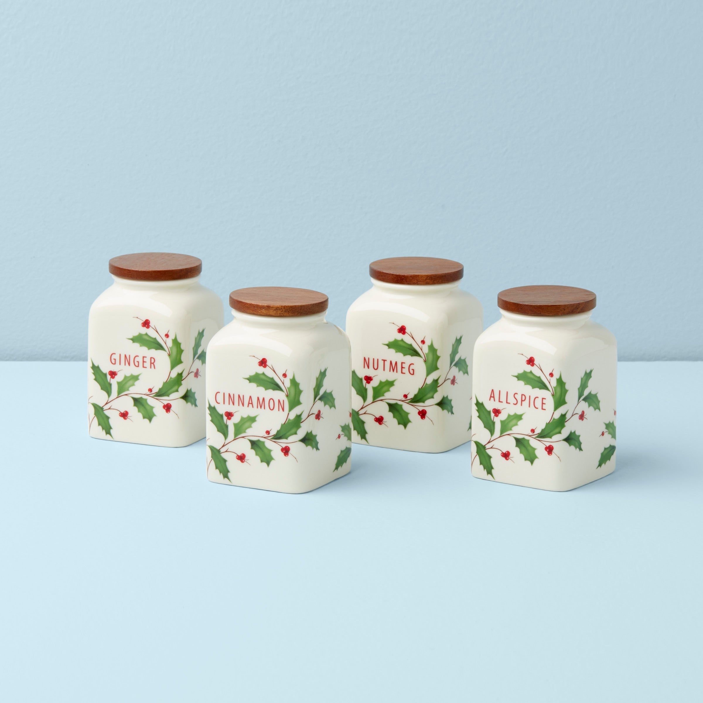 Holiday Baking Spice Jars   Set Of 4