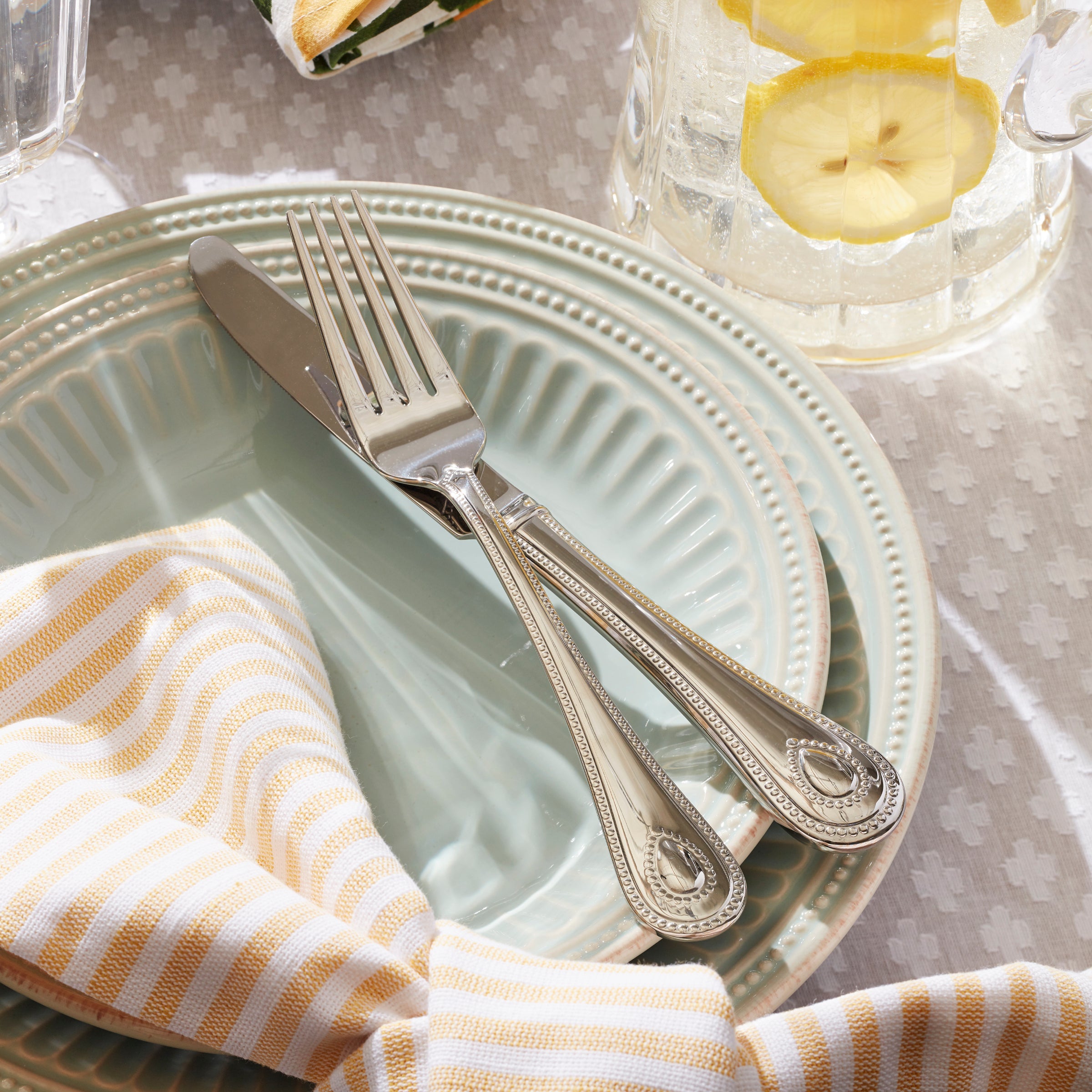 Alternative view of French Perle Groove Ice Blue 4 Piece Place Setting
