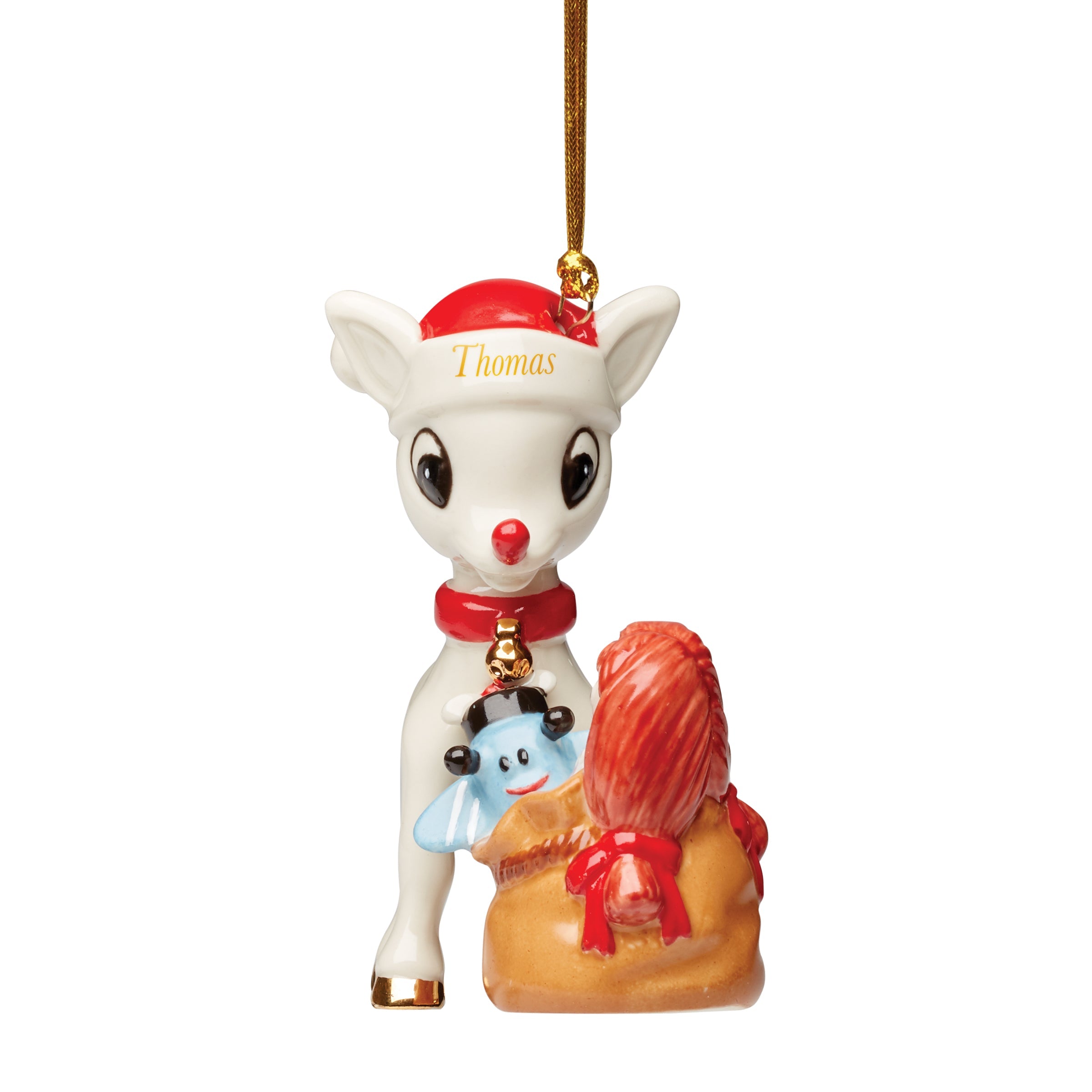 Alternative view of Personalized Rudolph Delivering Toys Ornament