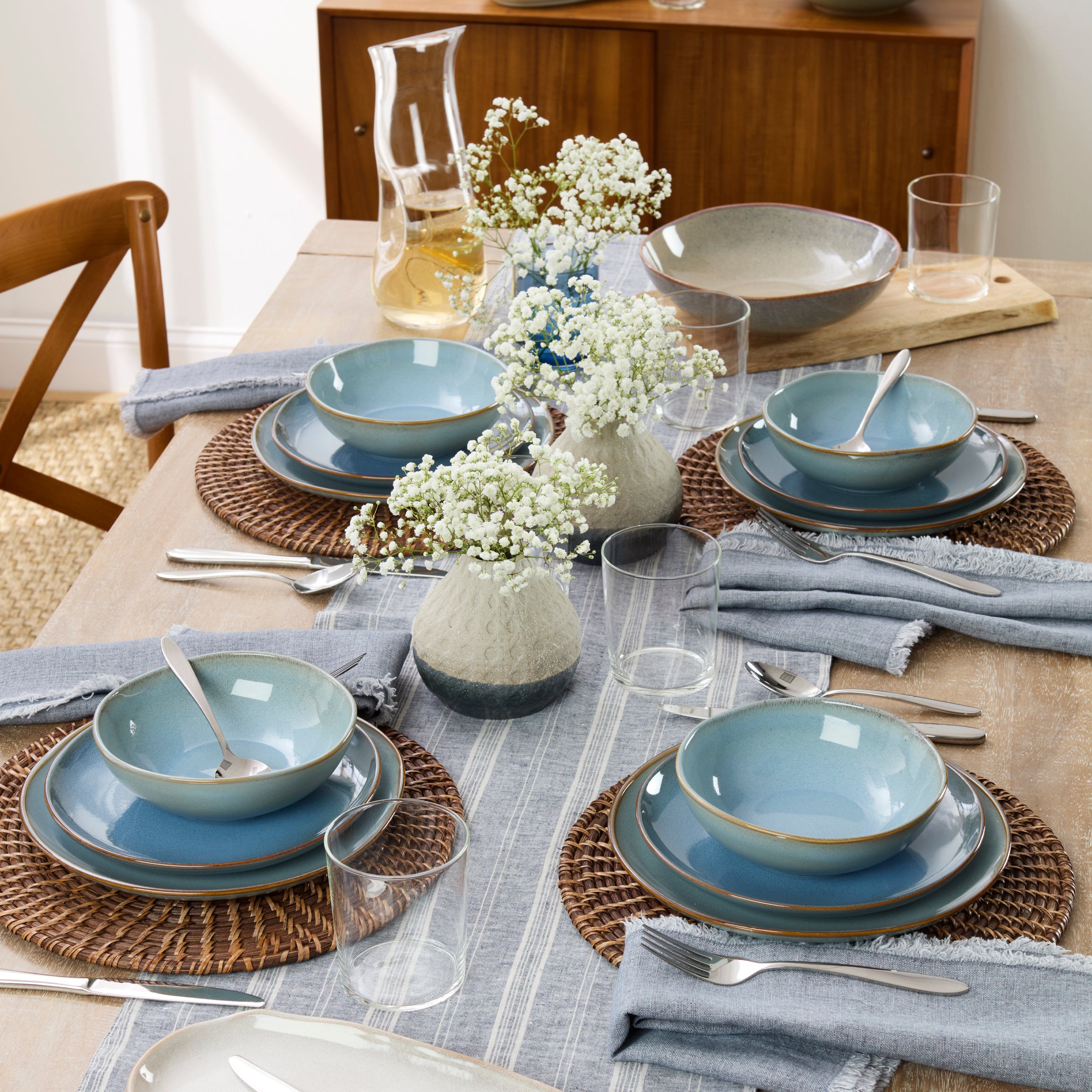 Alternative view of Organic Shades Blue 18 Piece Dinnerware Set