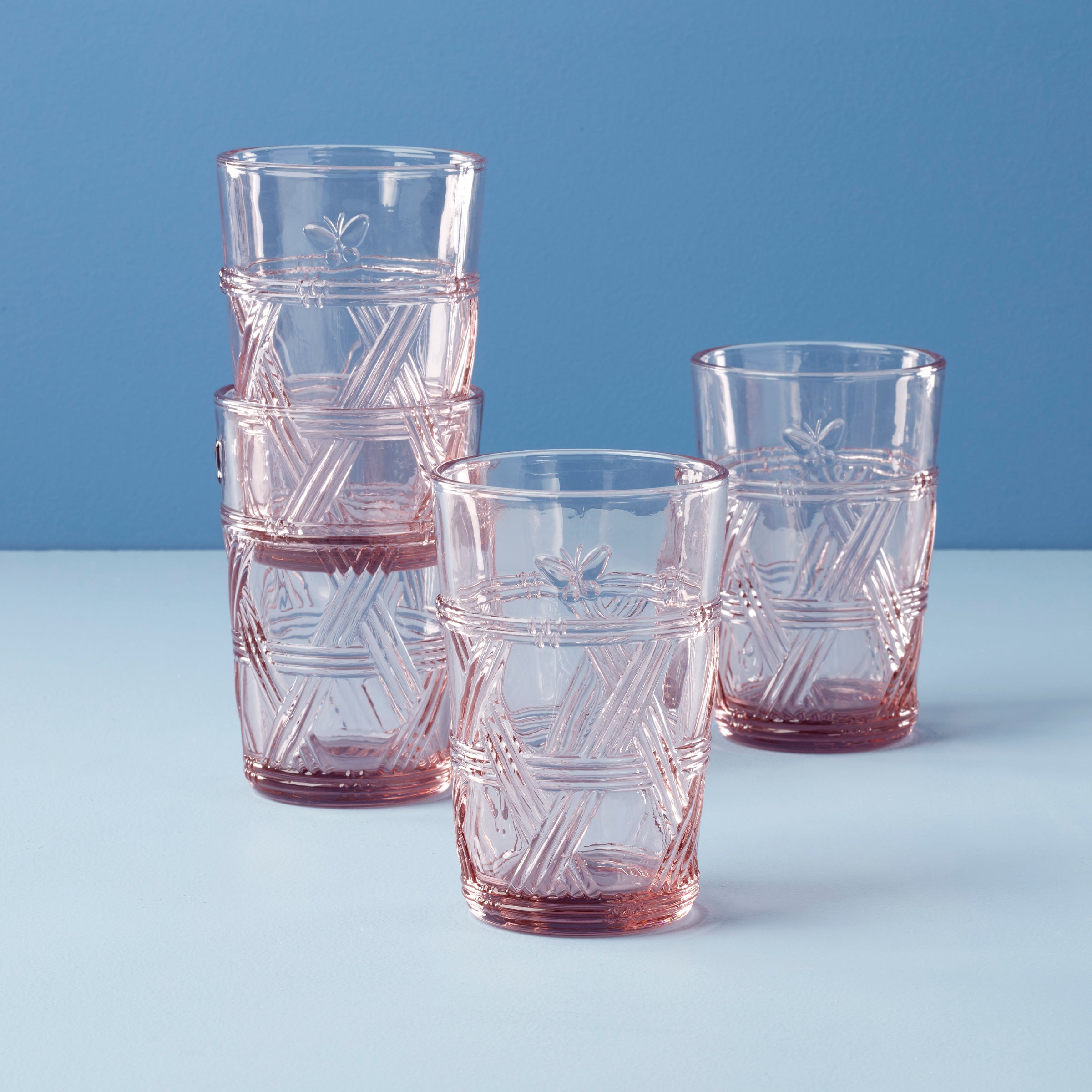 Butterfly Meadow Pink Tall Glasses Set Of 4
