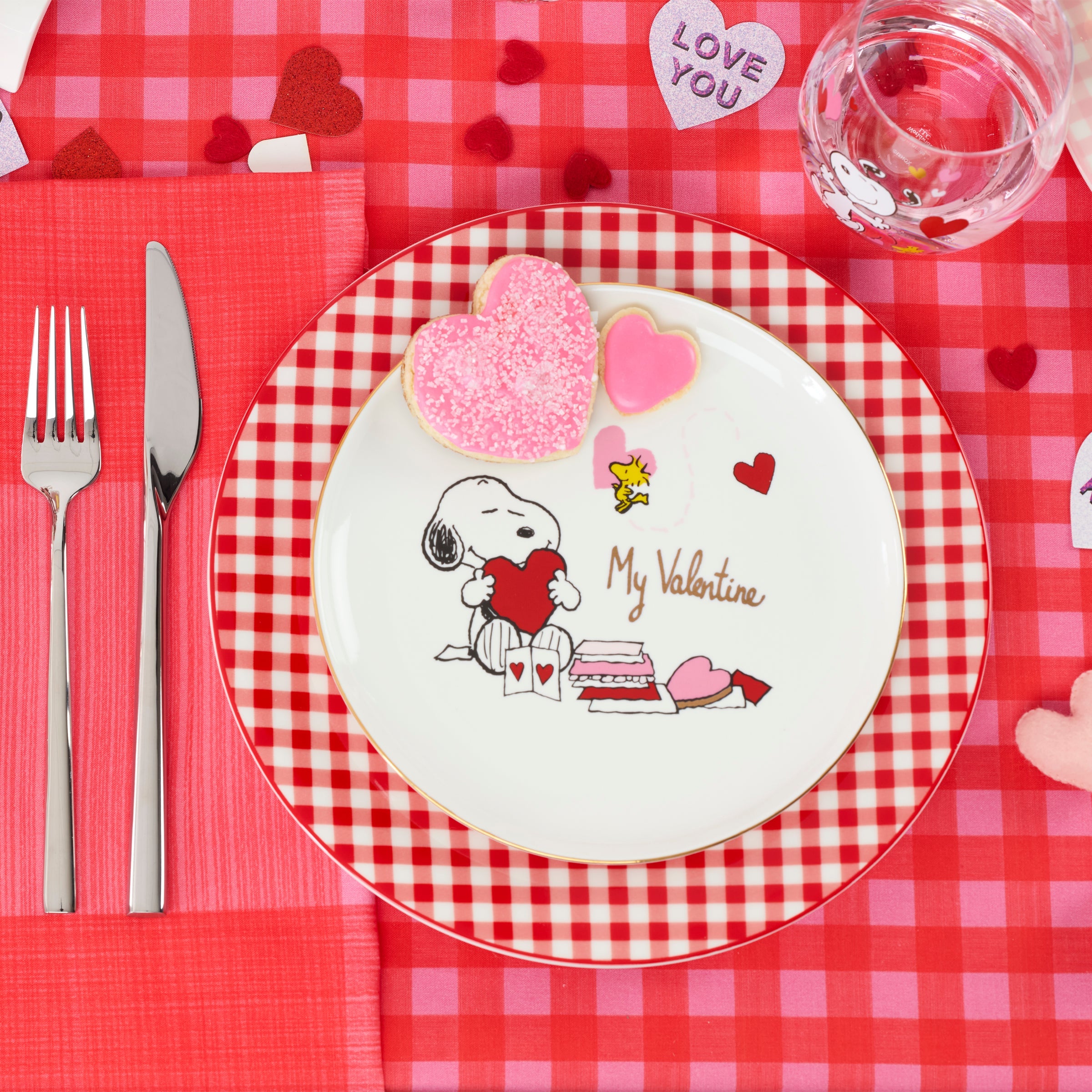 Gingham Red Dinner Plates Set of 4 - Image 3
