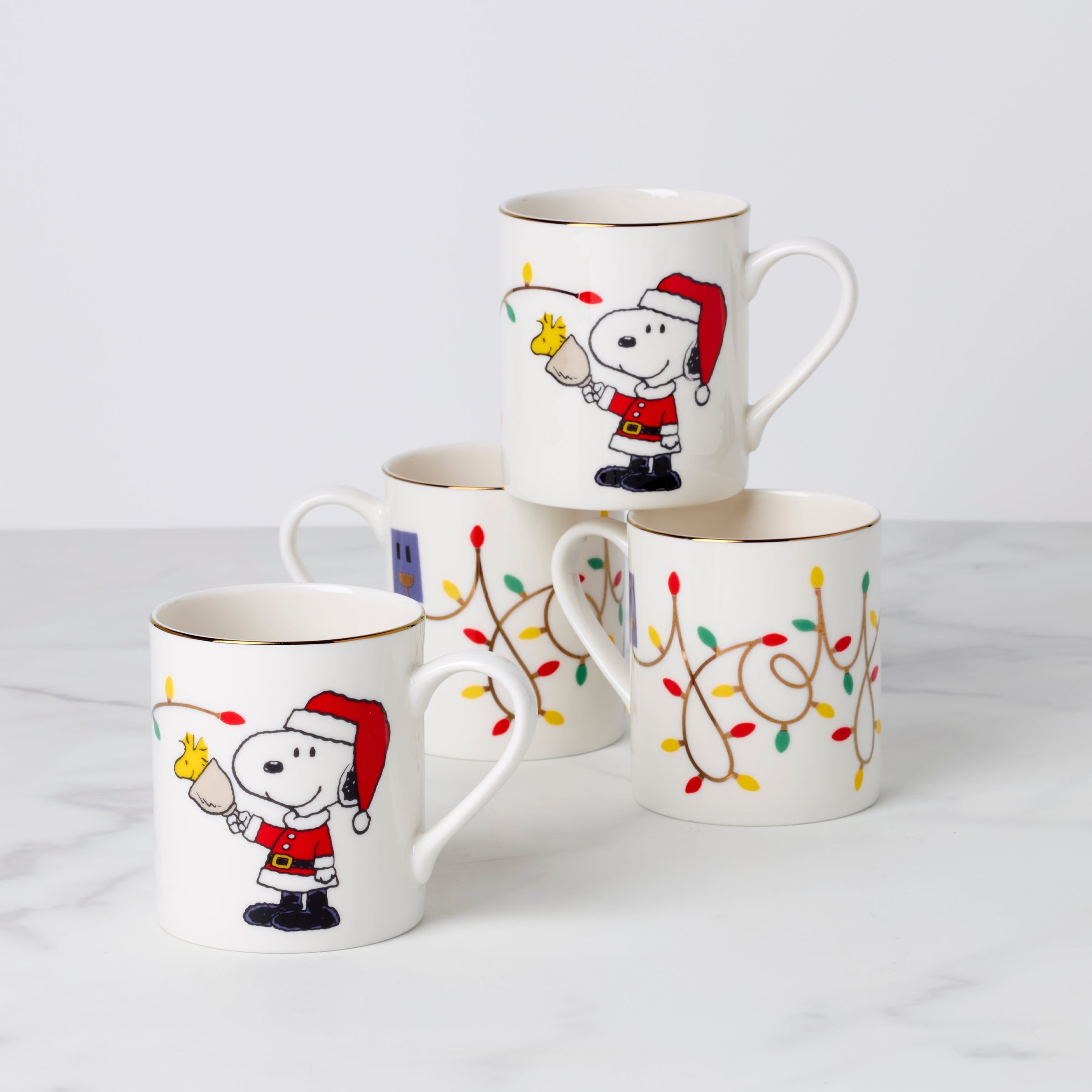 Alternative view of Snoopy Christmas Mugs   Set of 4