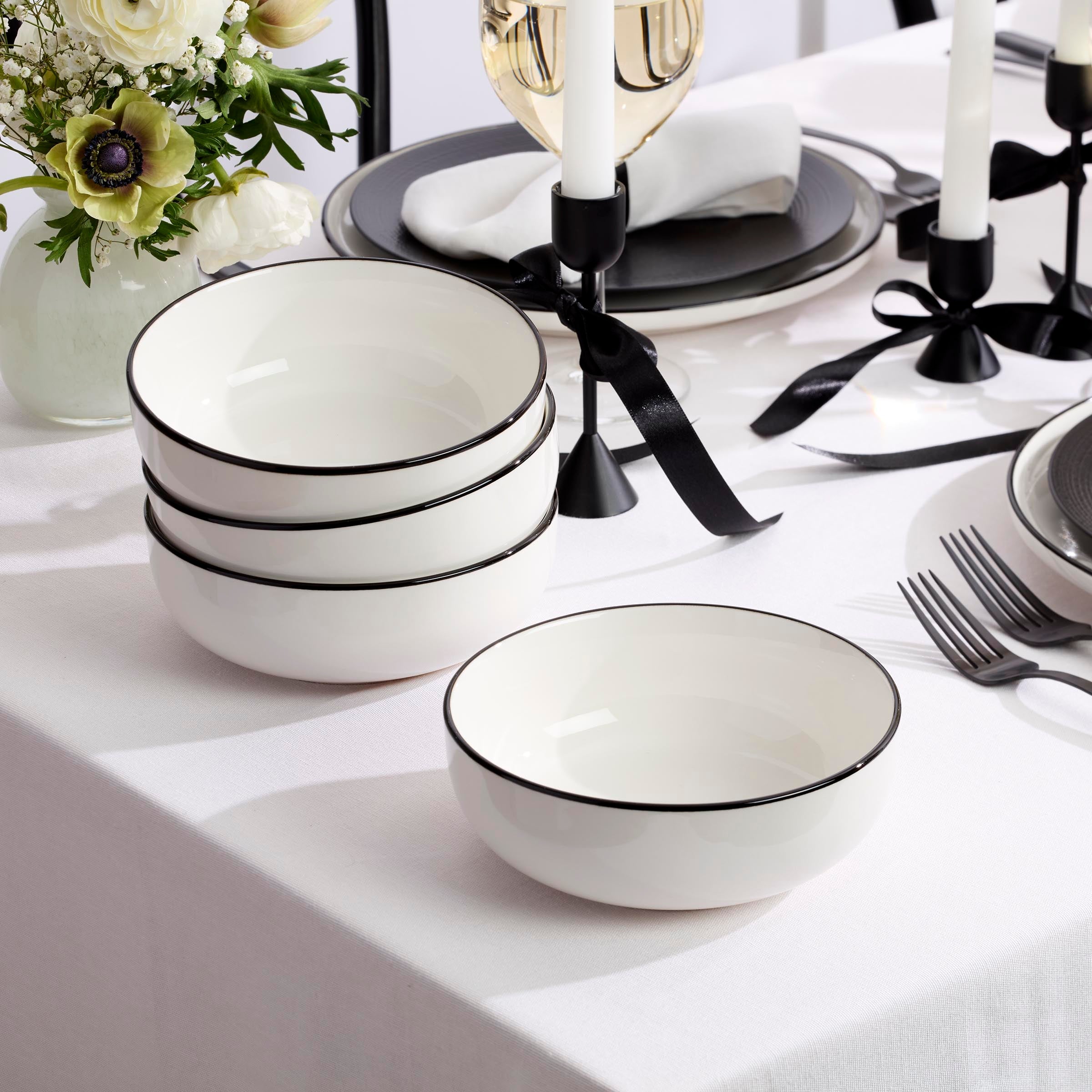Alternative view of 24 Seven Black Rim 12 Piece Dinnerware Set