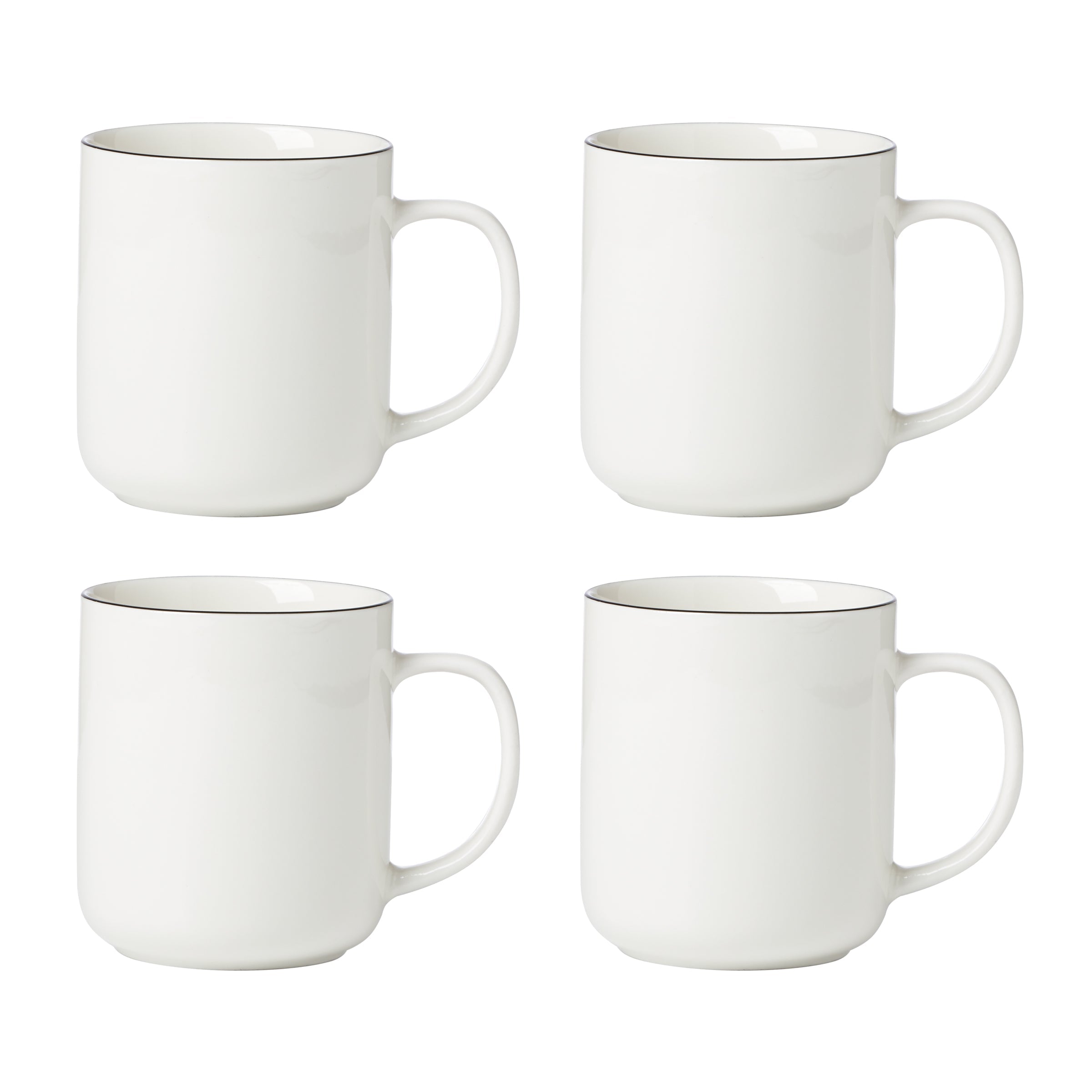 24 Seven Black Rim Mugs   Set of 4