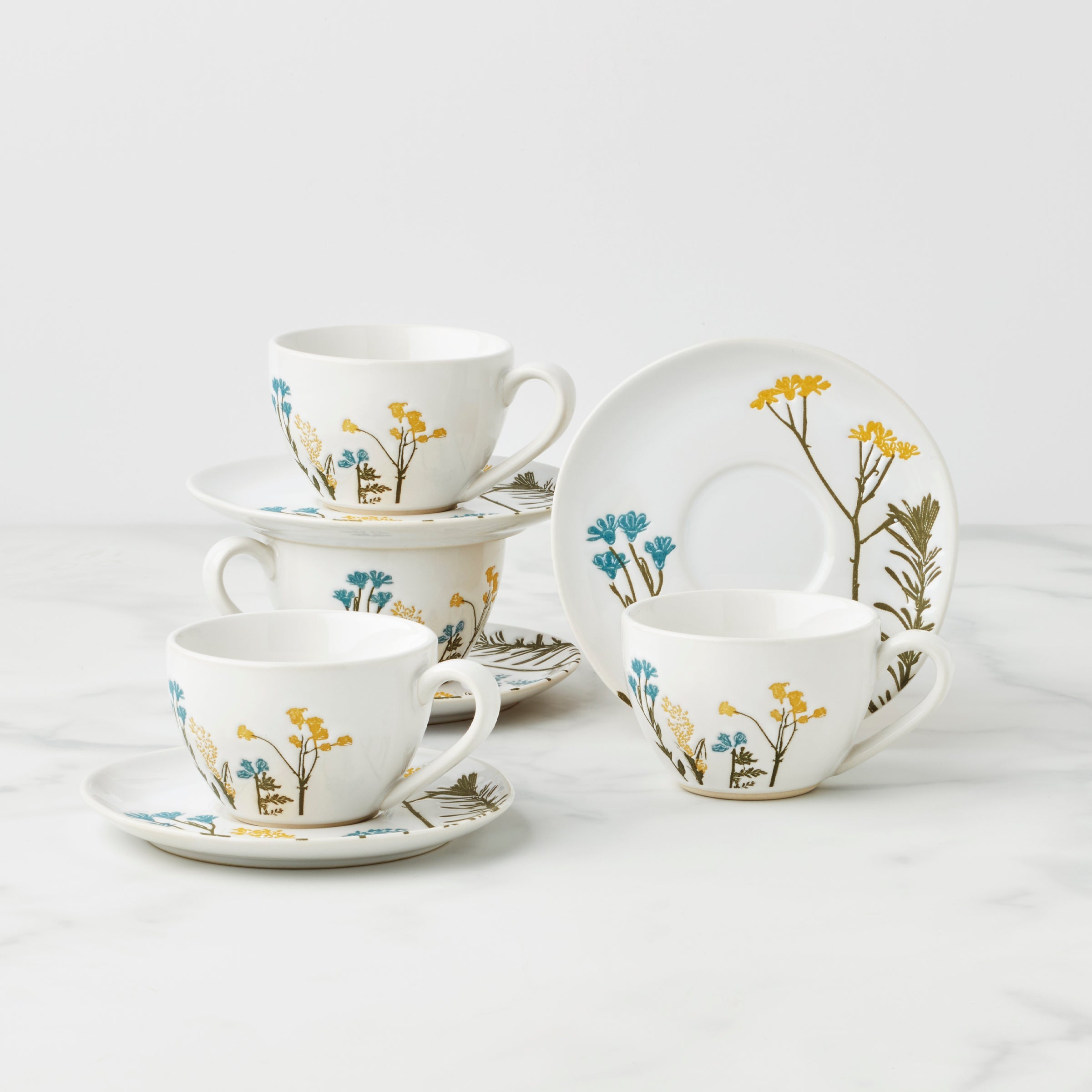 Wildflowers 8 Piece Espresso Cups & Saucers Set