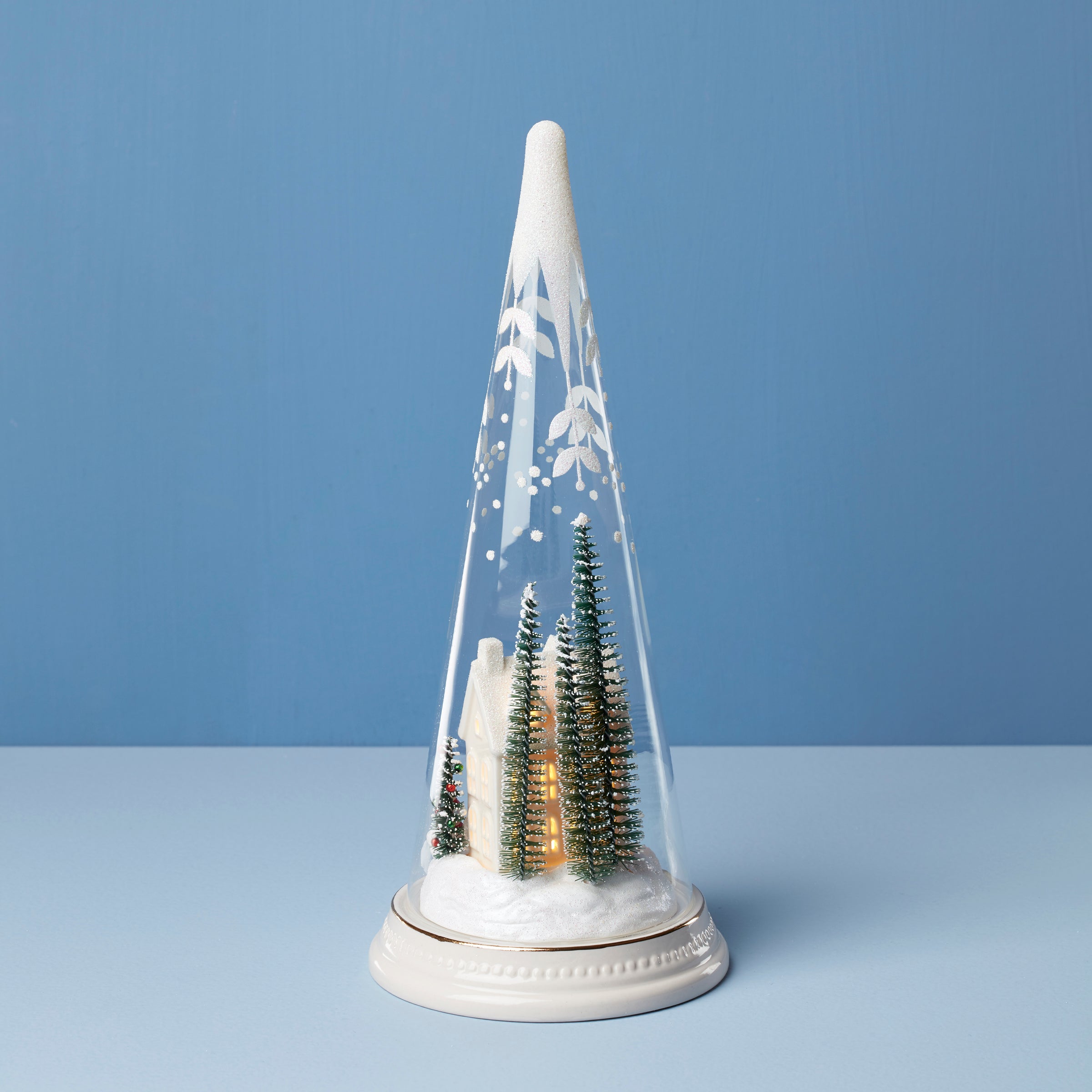 Lit Christmas Cone With Farmhouse Scene - Image 4