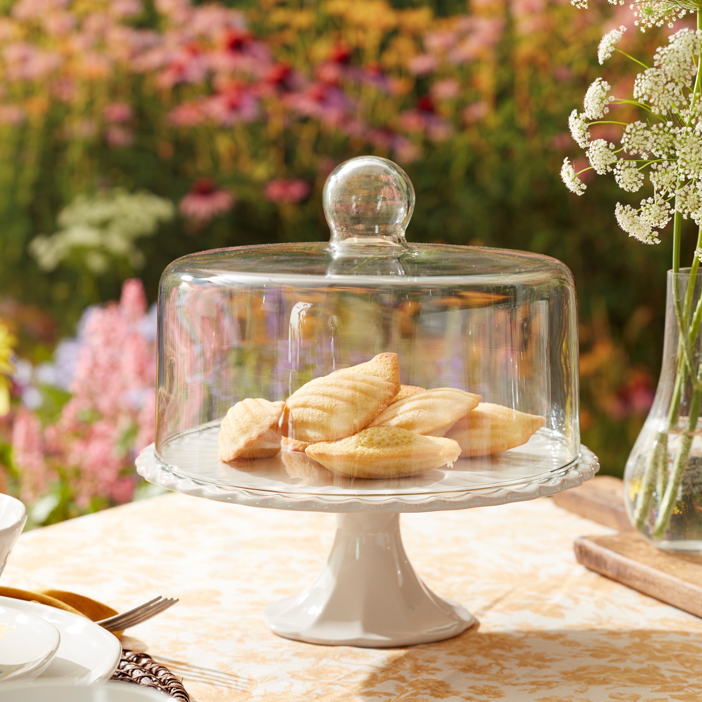 Alternative view of French Perle White Cake Plate With Dome