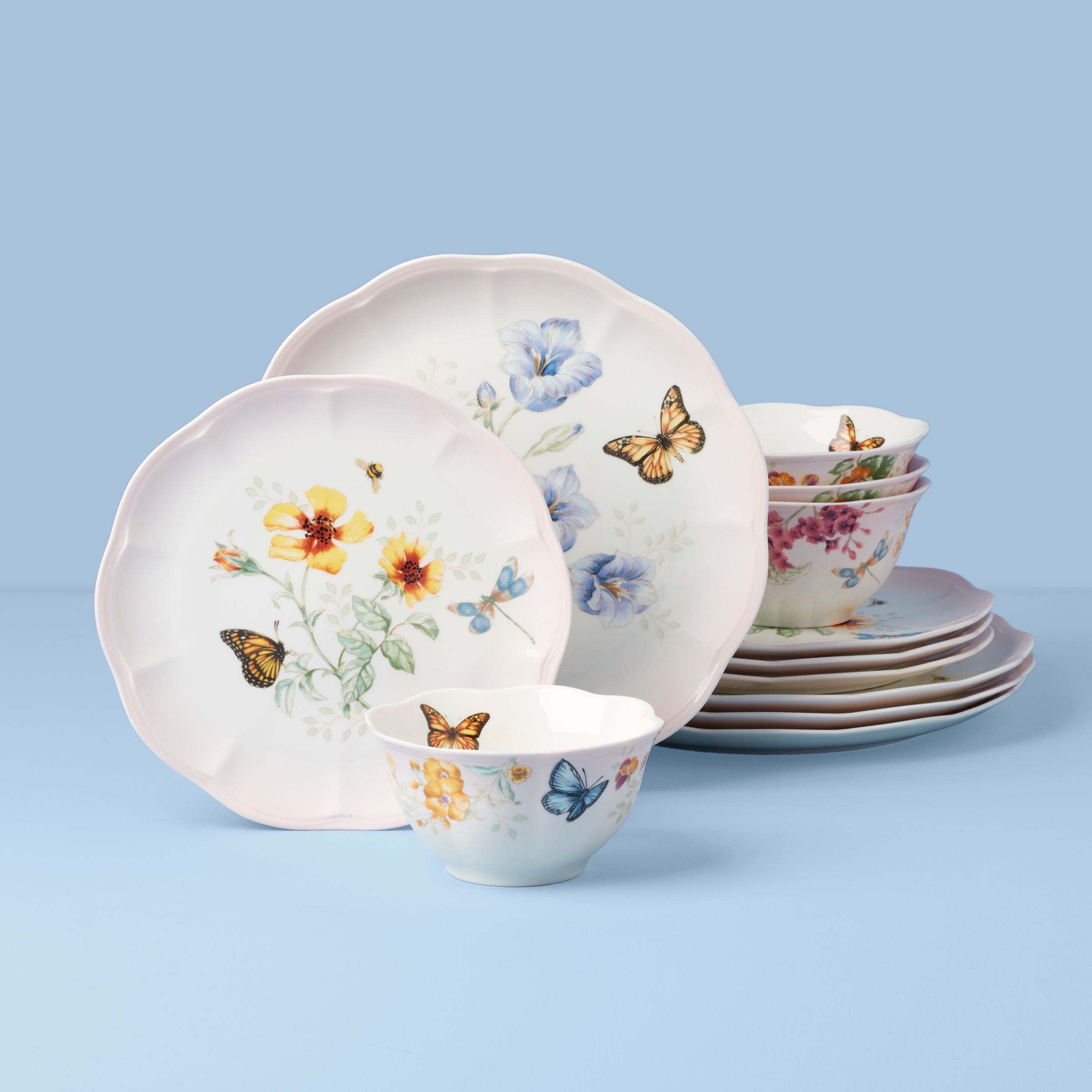Butterfly Meadow Pink 12 Piece Dinnerware Set