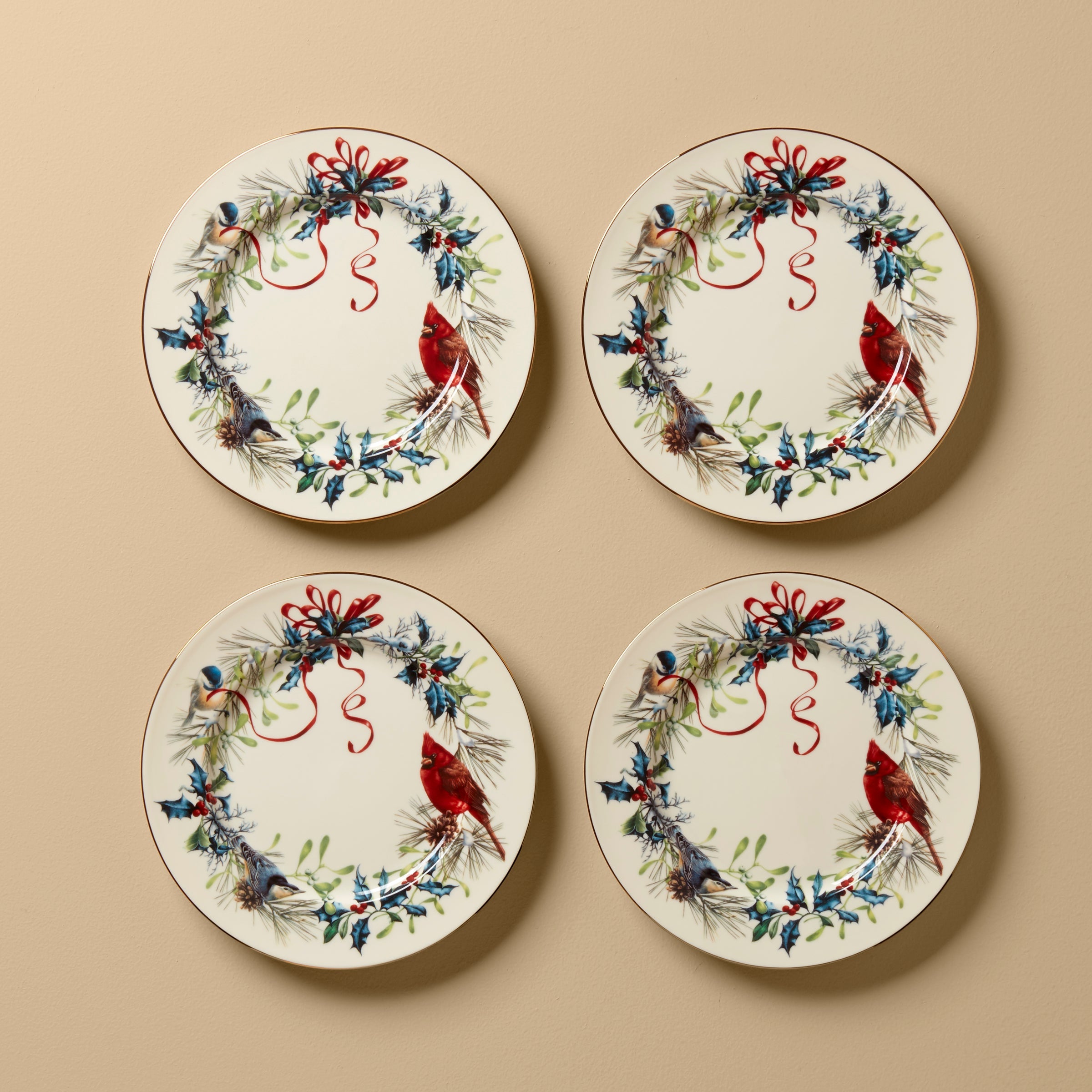 Winter Greetings Salad Plates Set of 4
