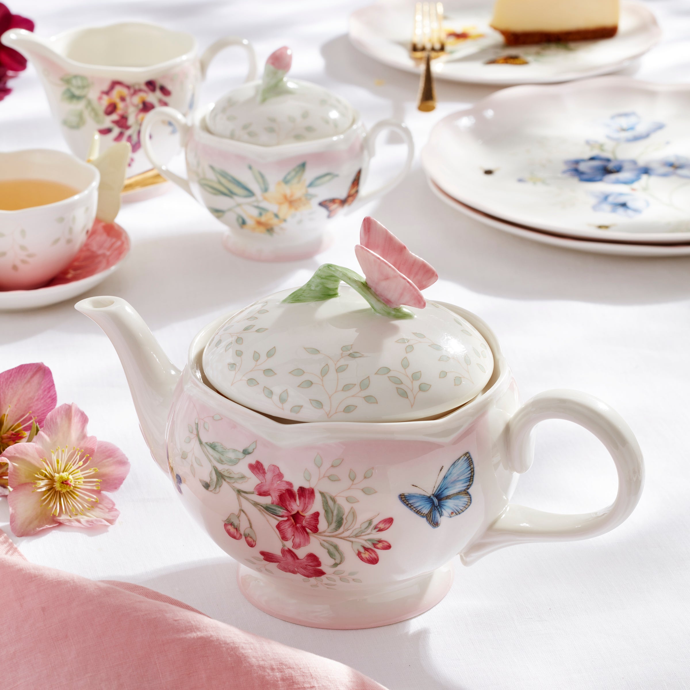 Butterfly Meadow Pink Ombre 5 Piece Tea Set - Image 3