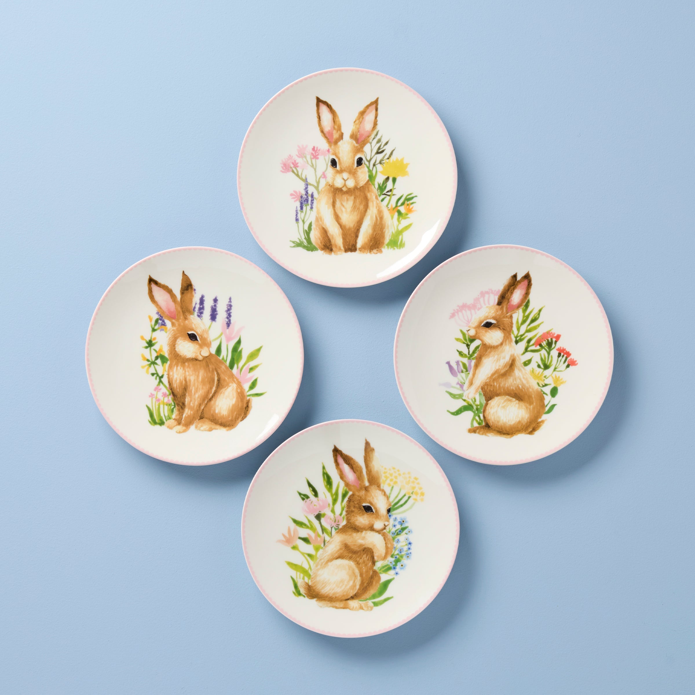 Bunny Accent Plates   Set of 4
