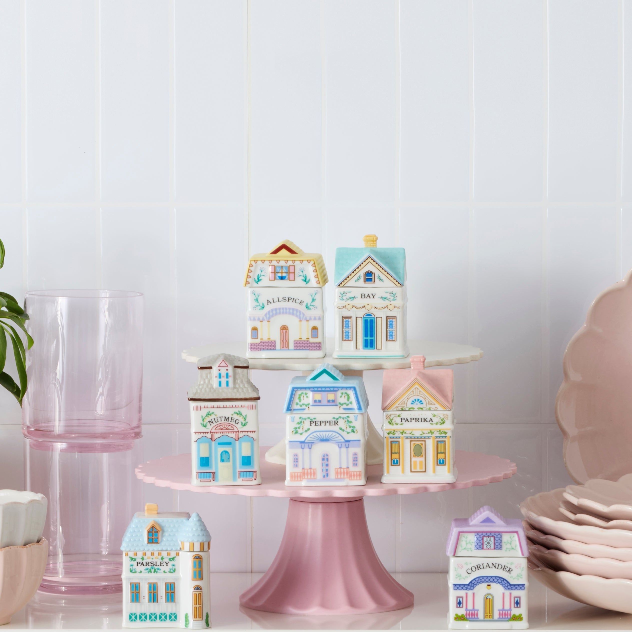 Medium Reusable Bamboo Cake Stand, Pink - Image 2