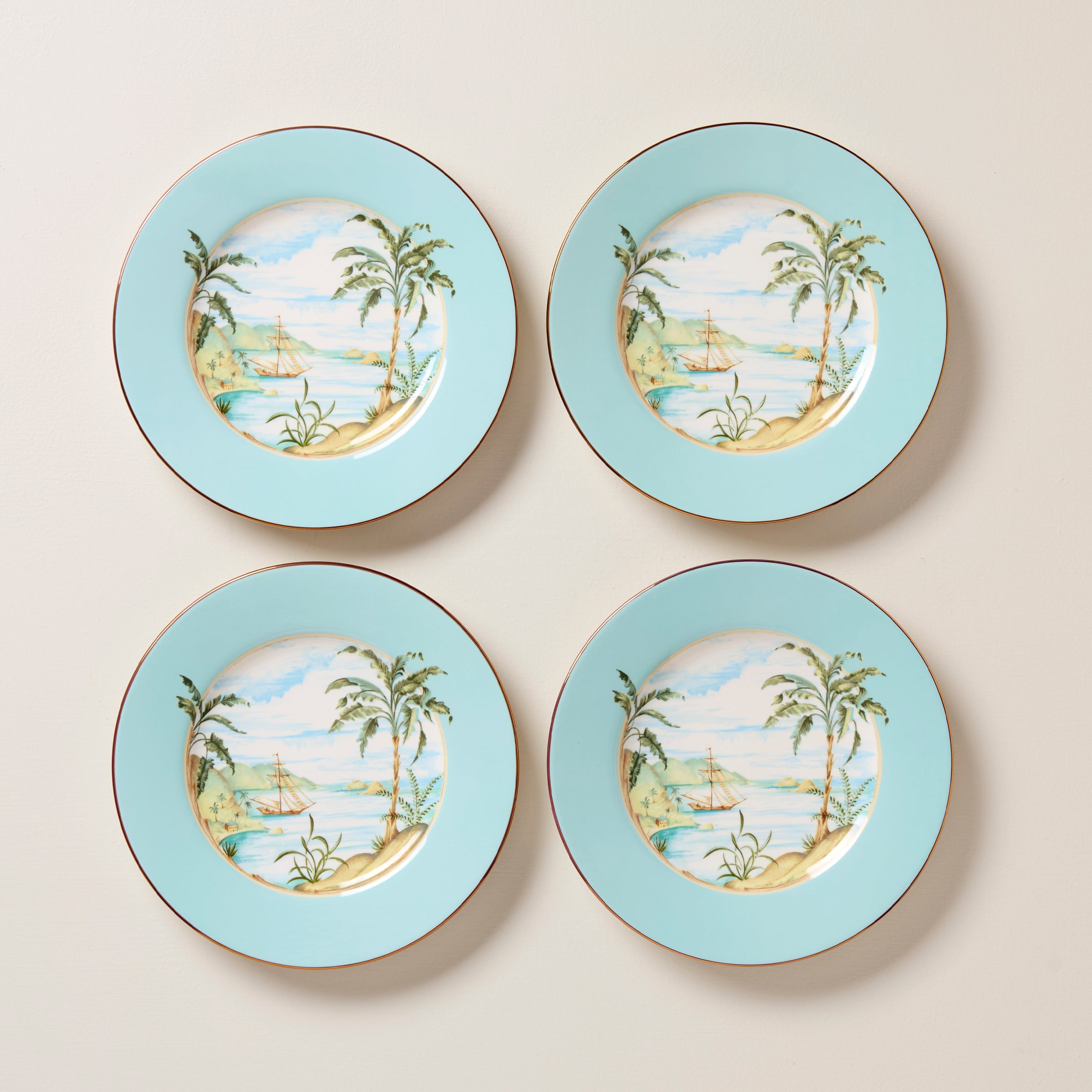 British Colonial Tradewind Accent Plates   Set of 4