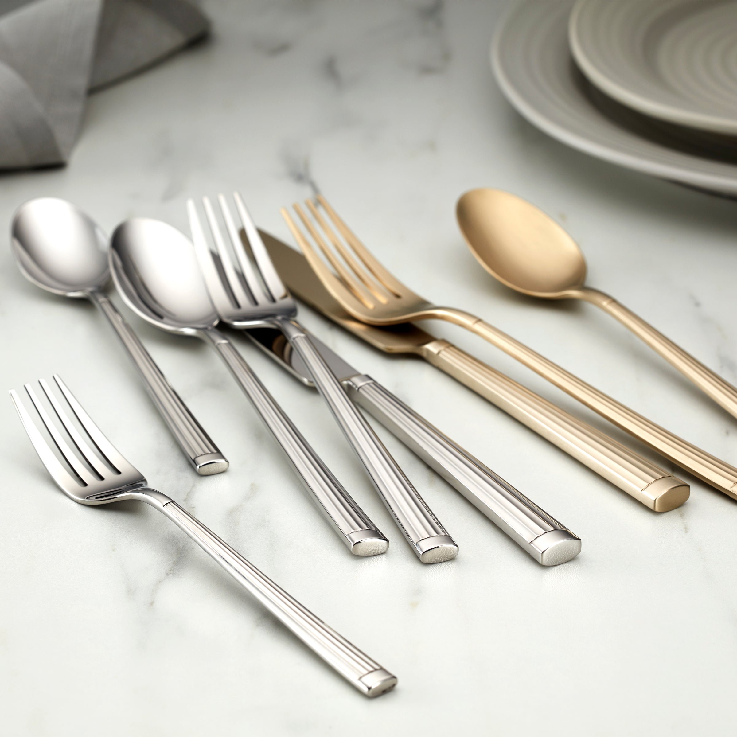 Alternative view of Robyn Champagne Mist Satin 20 Piece Flatware Set