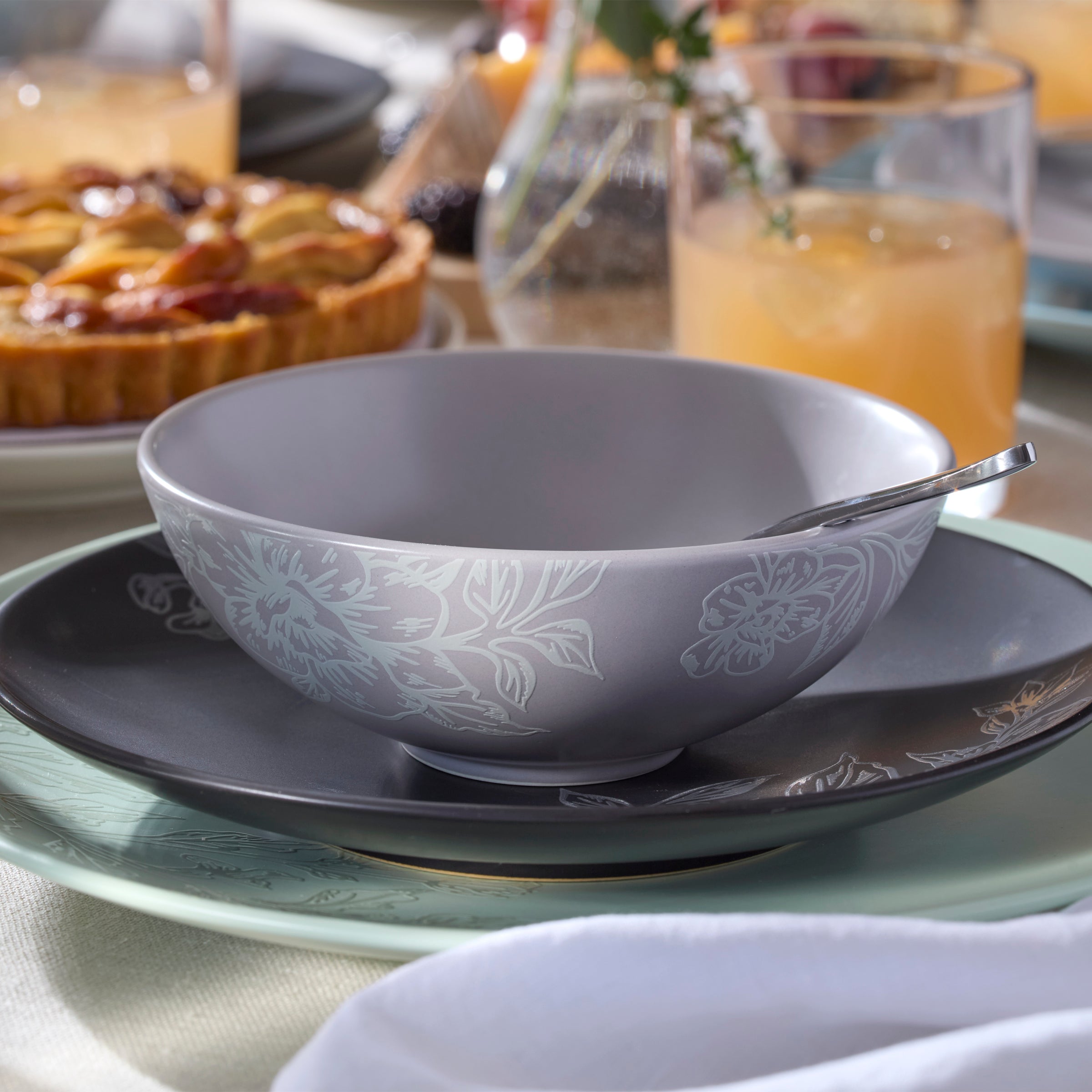 Roseto Charcoal 12 Piece Dinnerware Set - Image 11