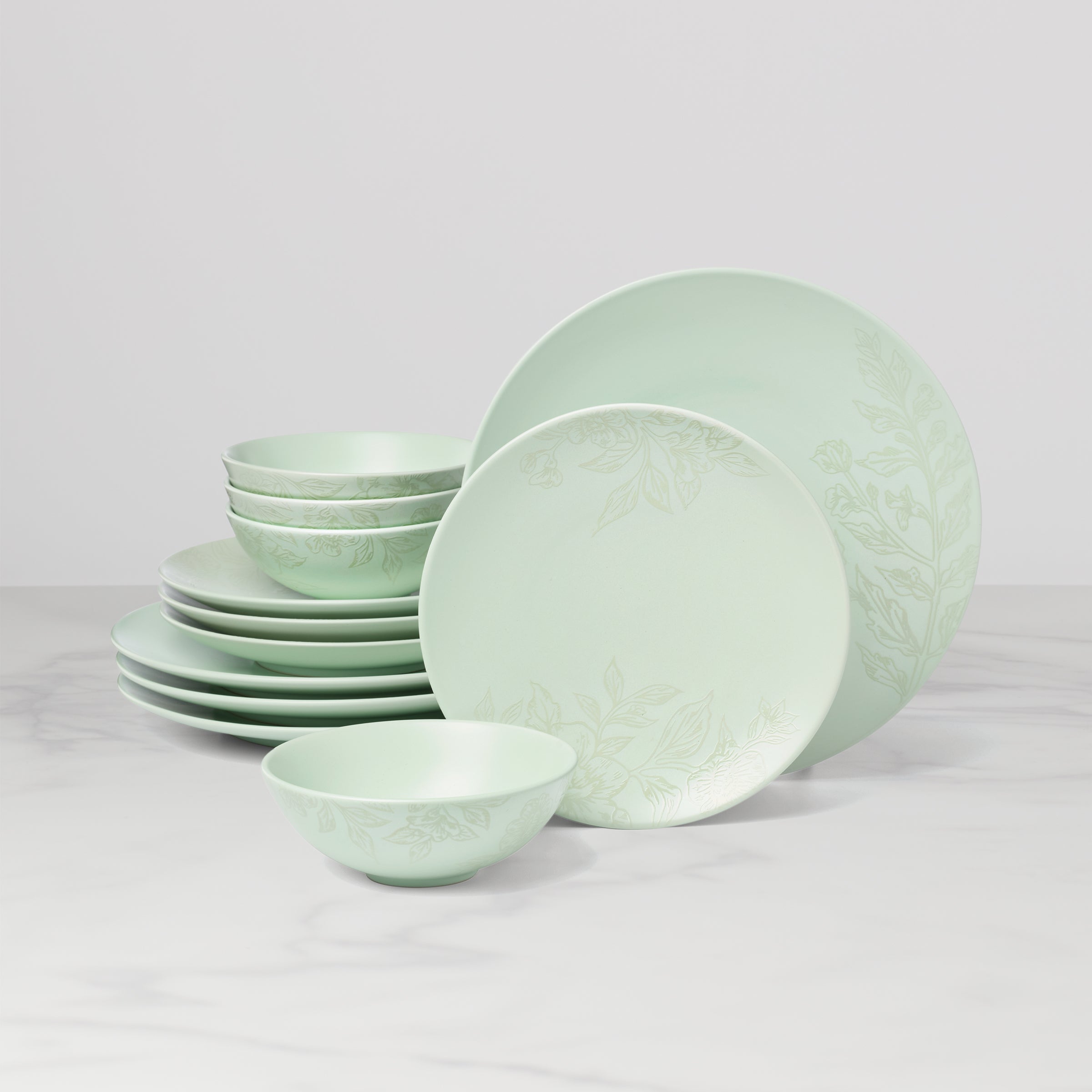 Roseto Soft Sage 12 Piece Dinnerware Set