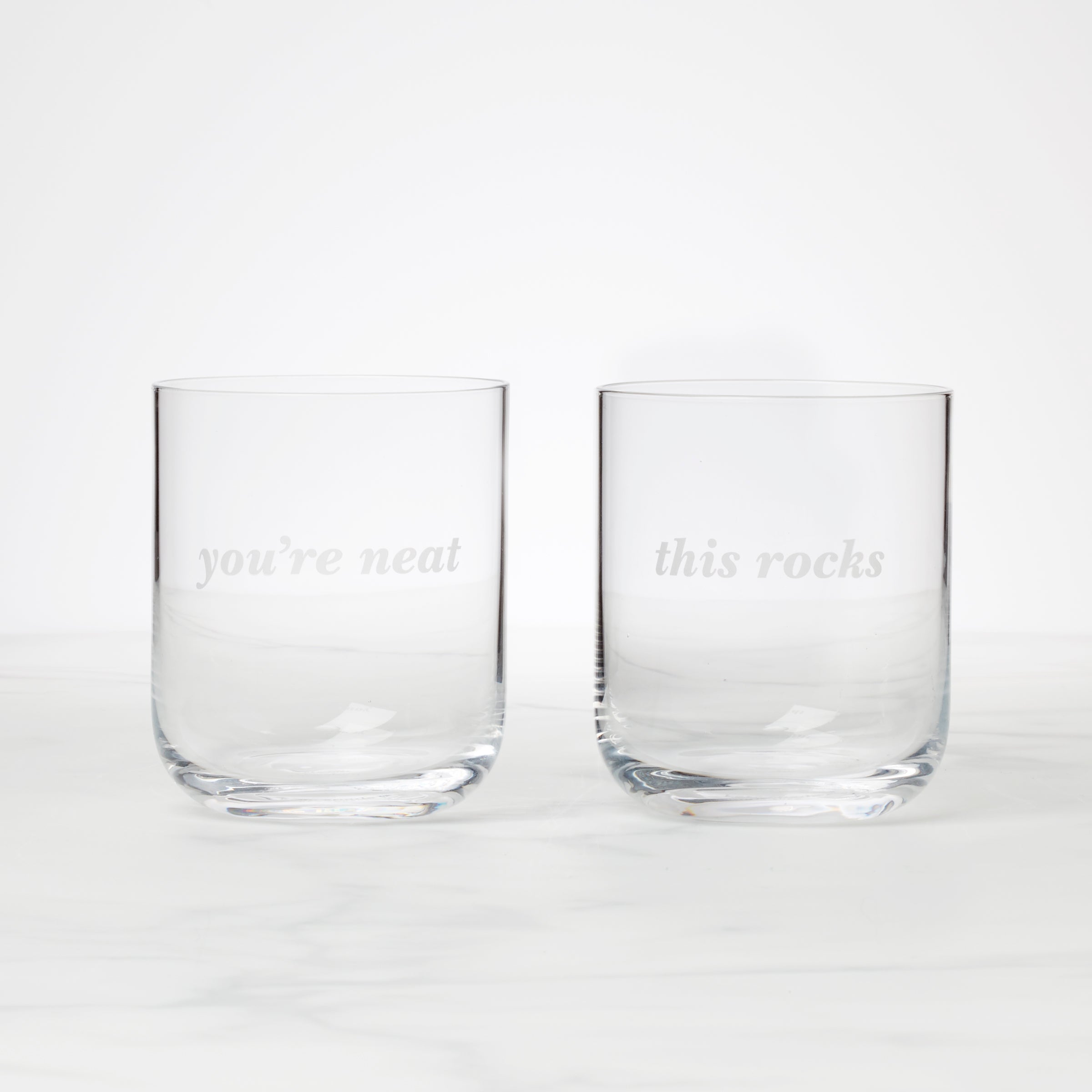 This Rocks & You're Neat Double Old Fashion Glasses   Set Of