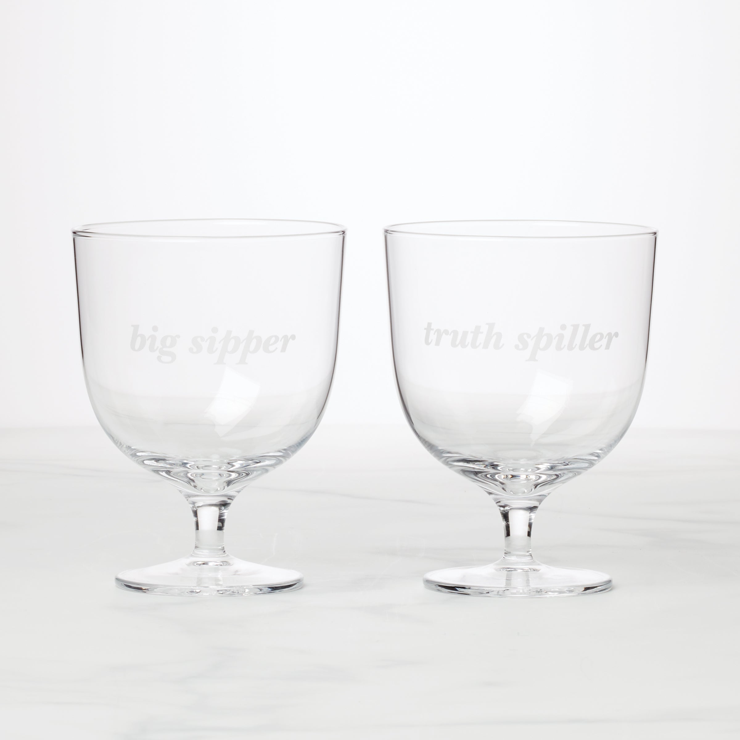 Truth Spiller & Big Sipper Short Glasses   Set Of 2