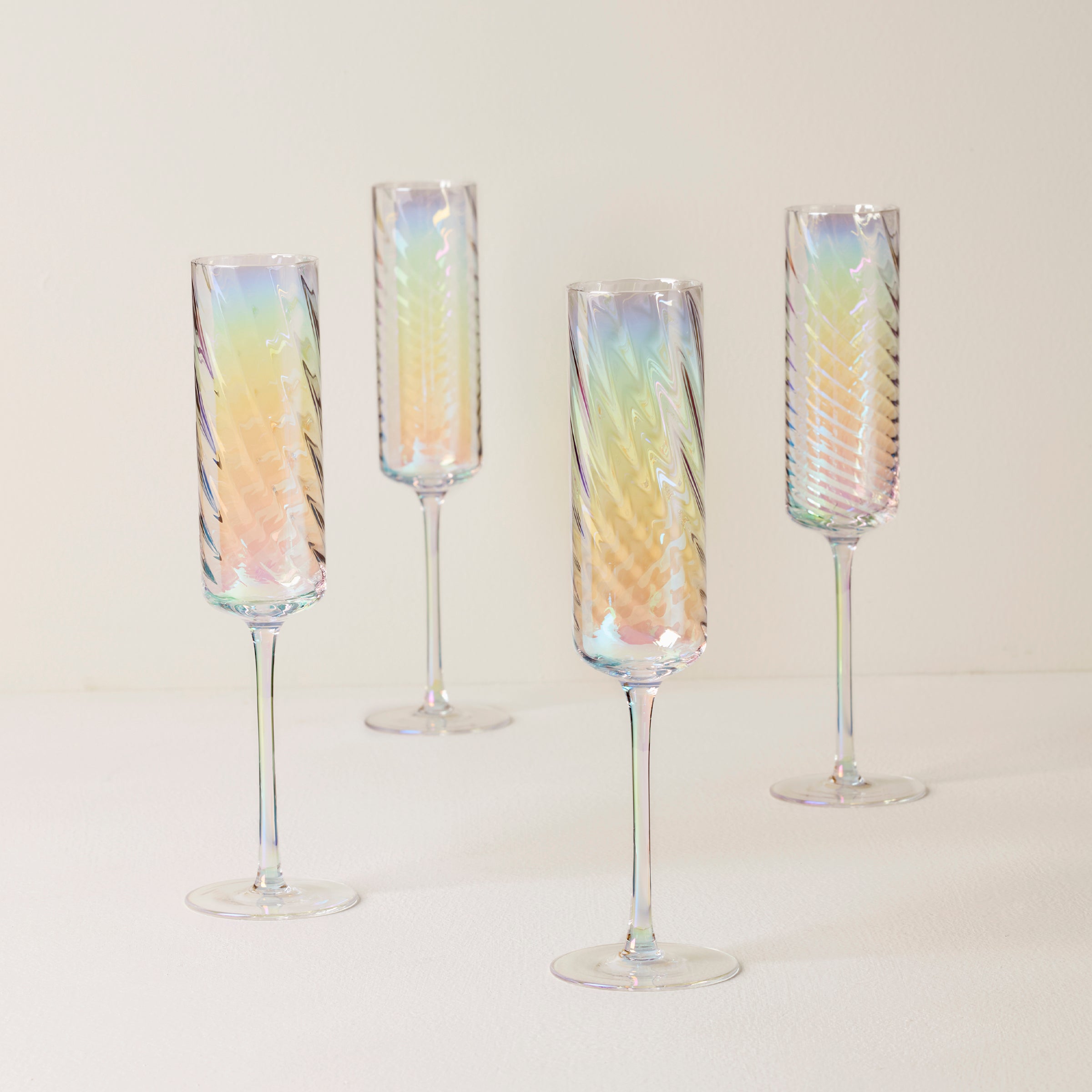Tuscany Classics Iridescent Flute Glasses Set Of 4