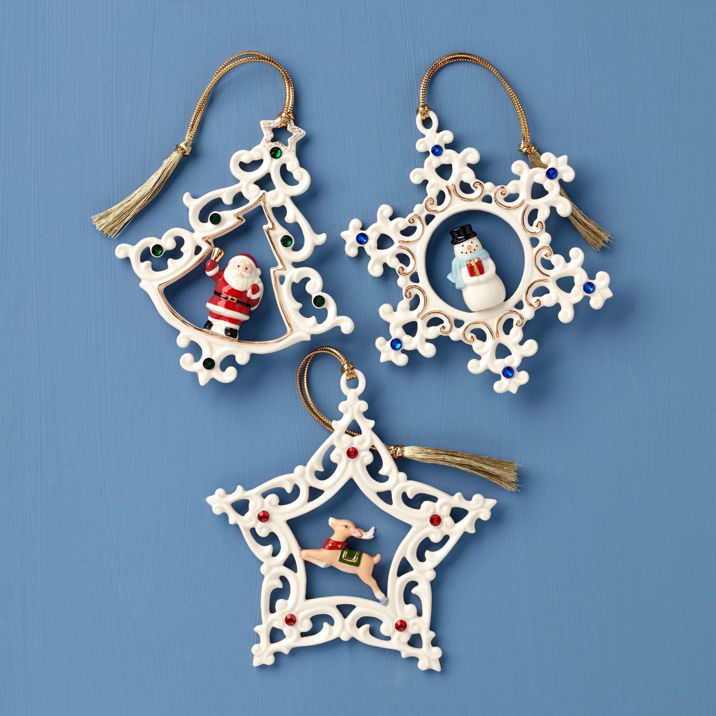 Pierced Gem Ornaments Set Of 3