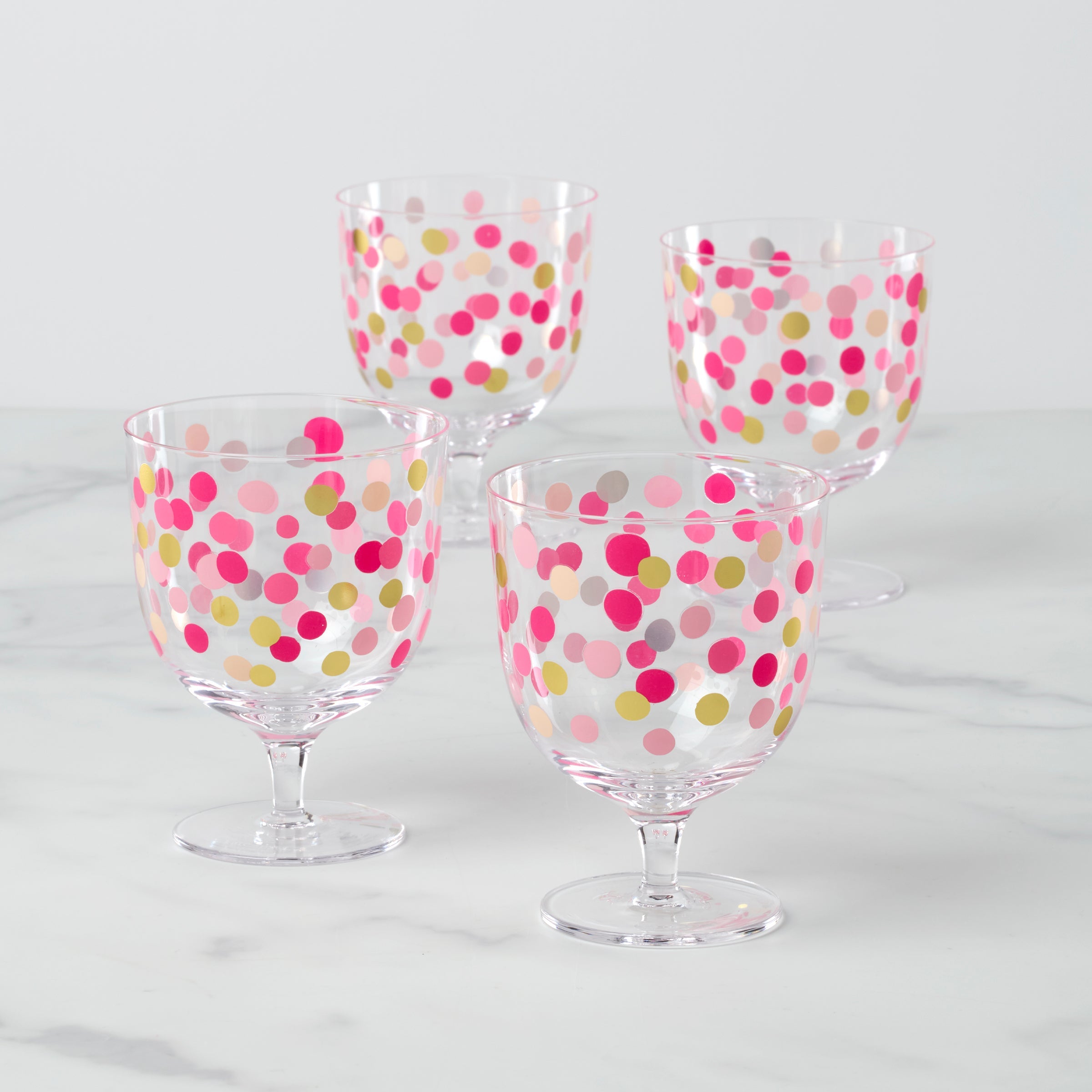 It's Raining Confetti Short Wine Glasses   Set Of 4