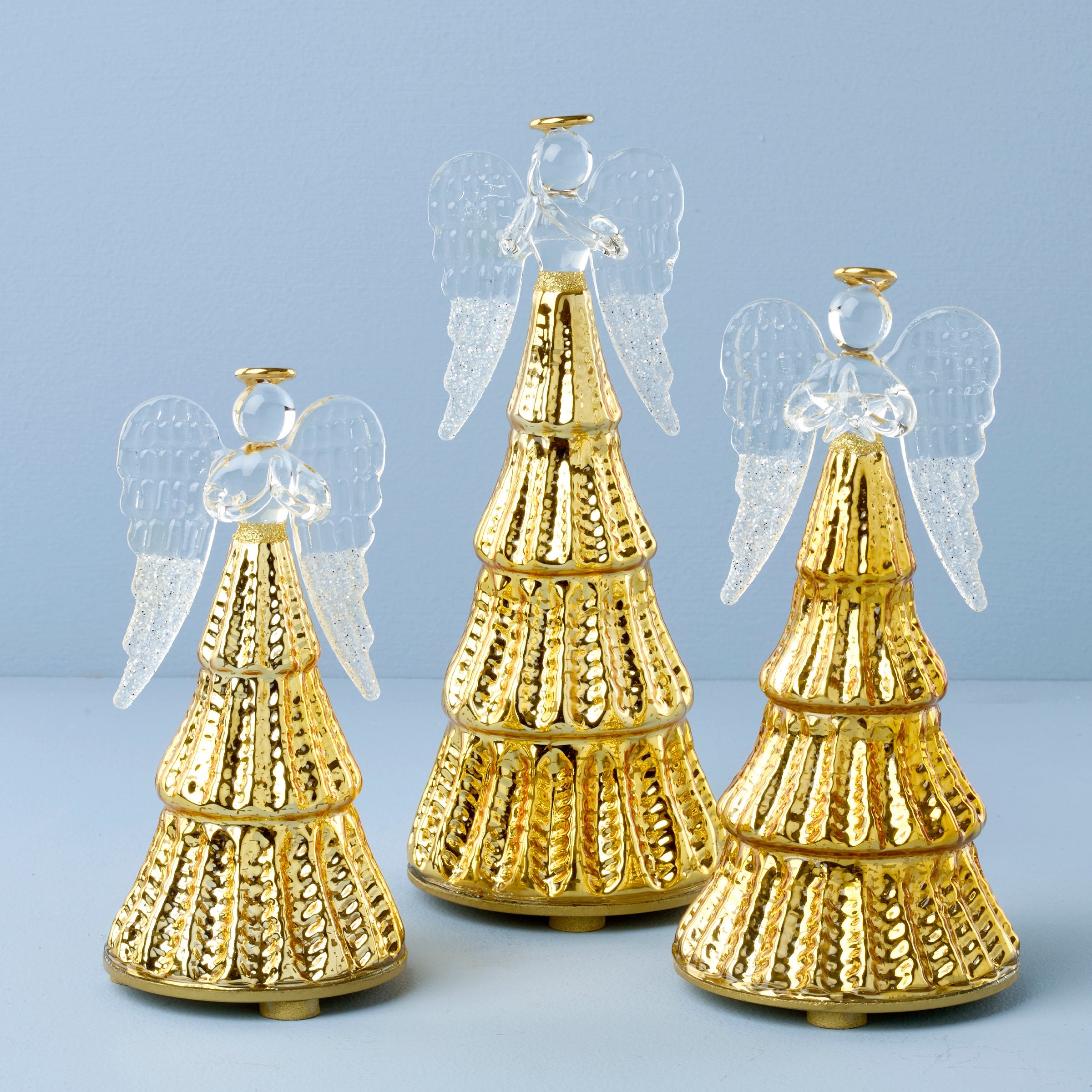 Radiant Light Lit Angel Figurines 3 Piece Set