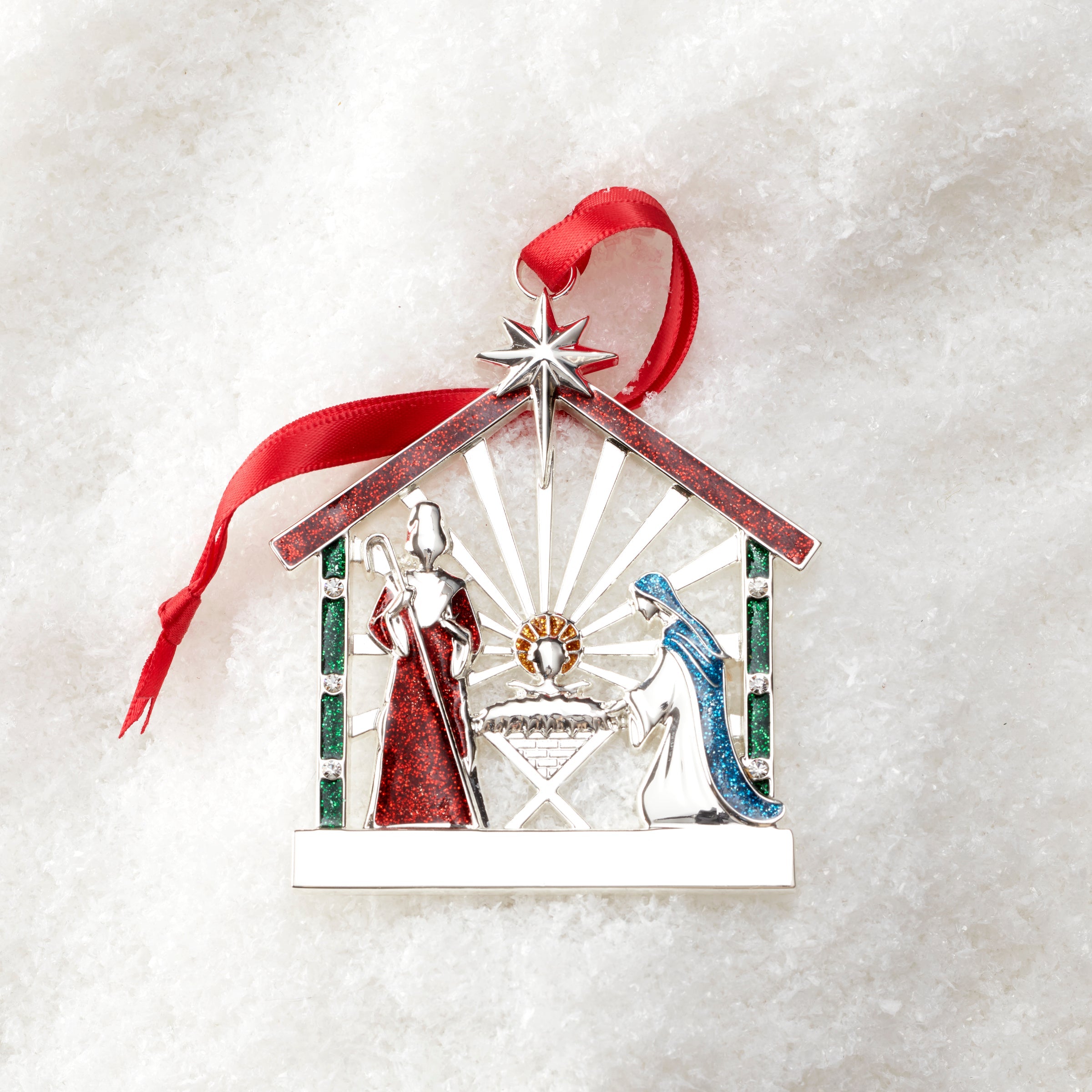 Alternative view of Nativity Charm Silverplate Ornament