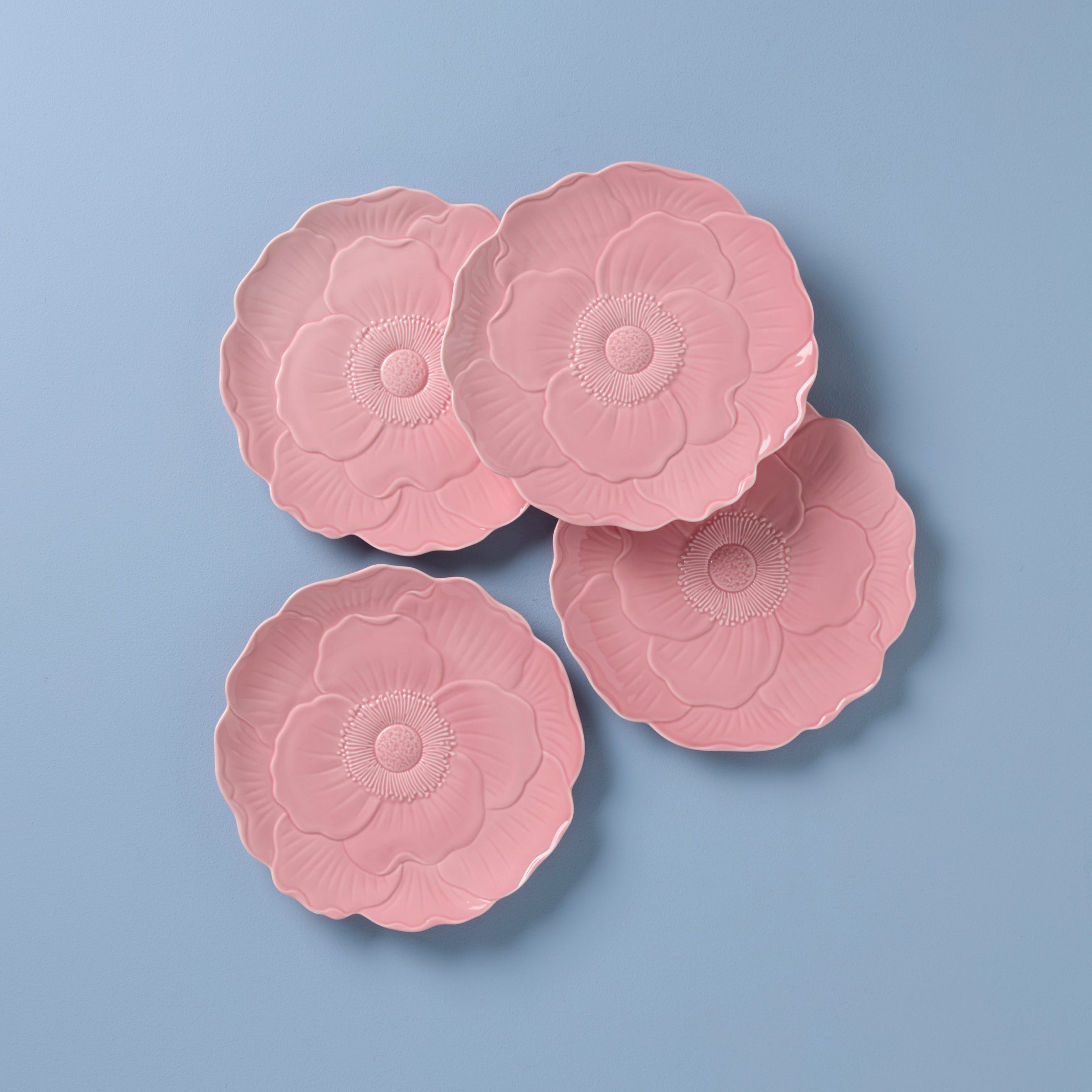 Butterfly Meadow Floral Pink Accent Plates   Set of 4