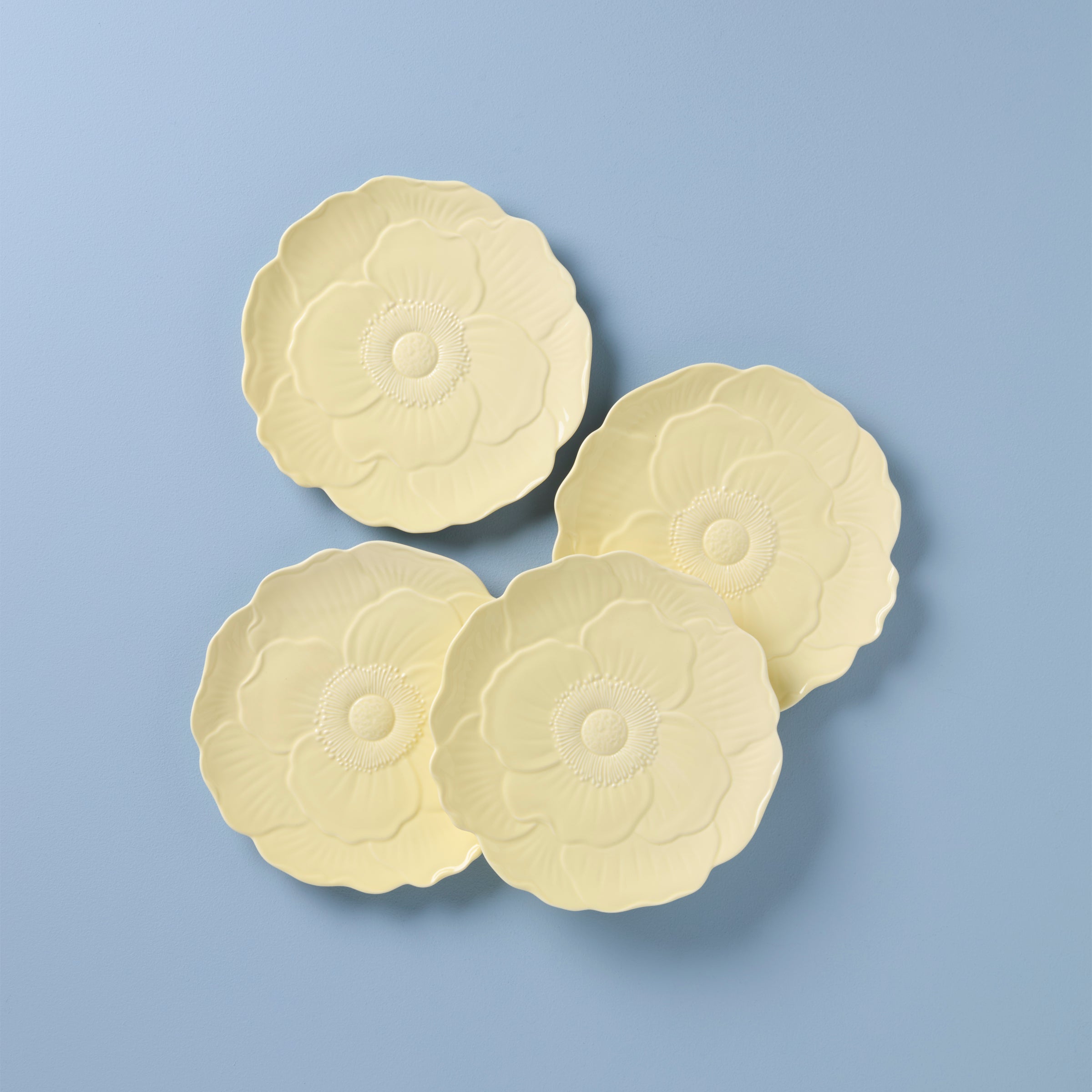 Butterfly Meadow Floral Yellow Accent Plates Set of 4