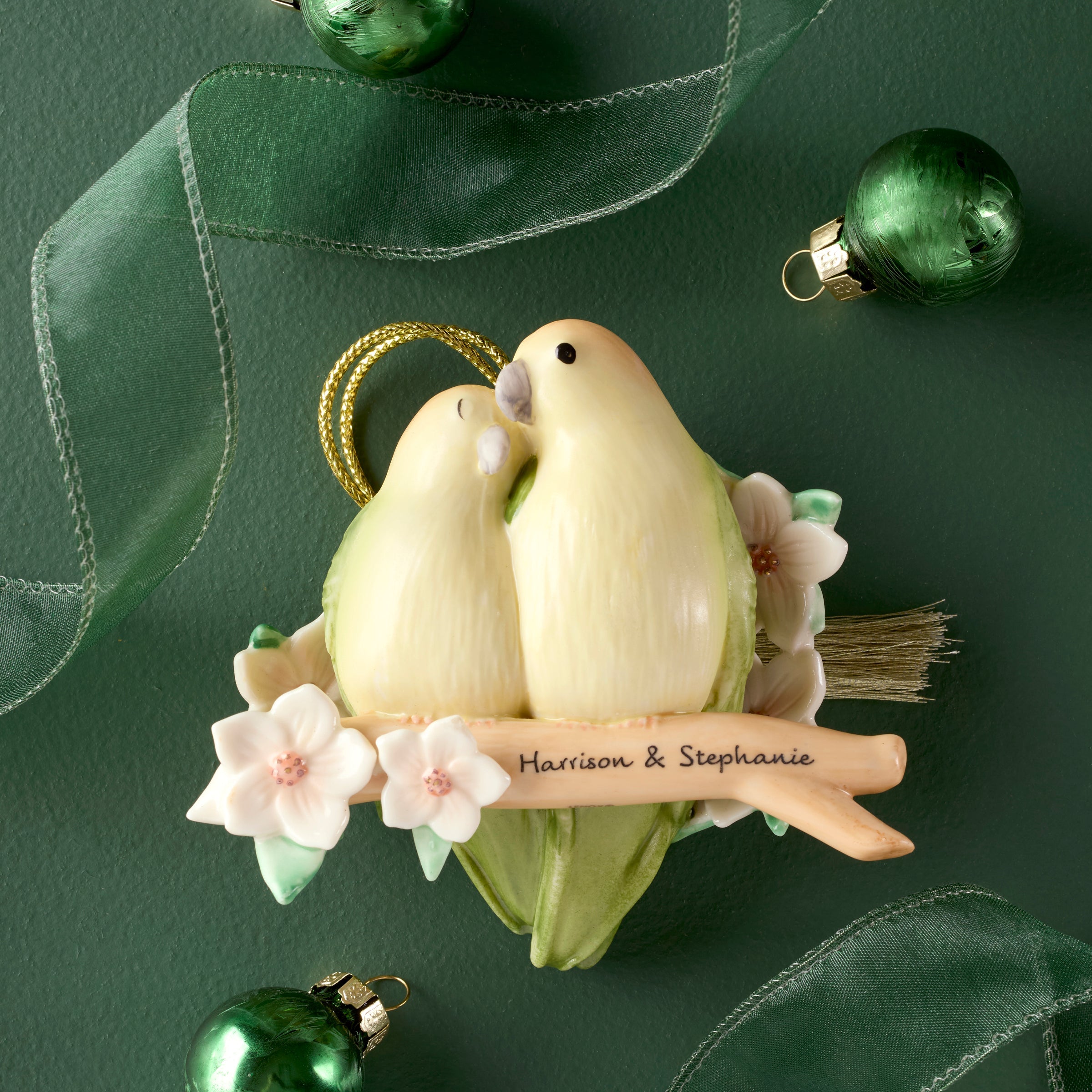 Alternative view of Personalized Love Birds Ornament