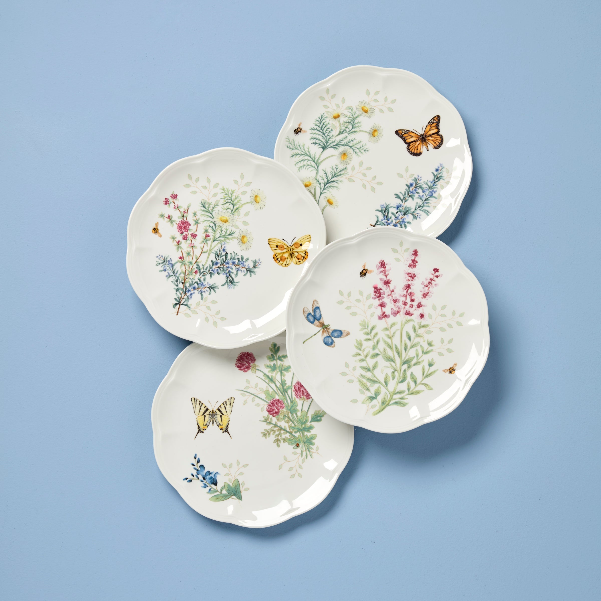 Butterfly Meadow Herbs Accent Plates Set of 4