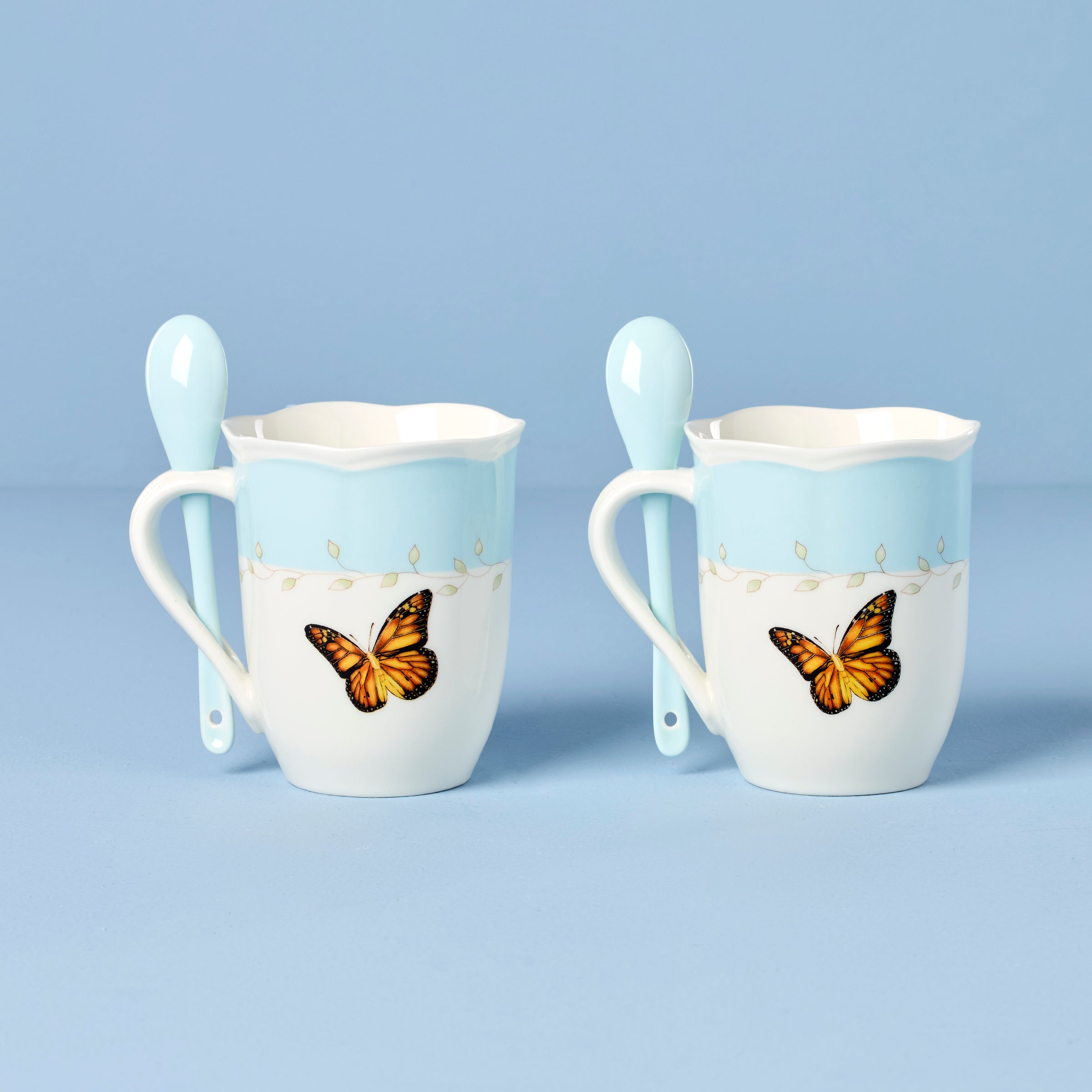 Alternative view of Butterfly Meadow Blue Mugs With Spoons   Set of 2
