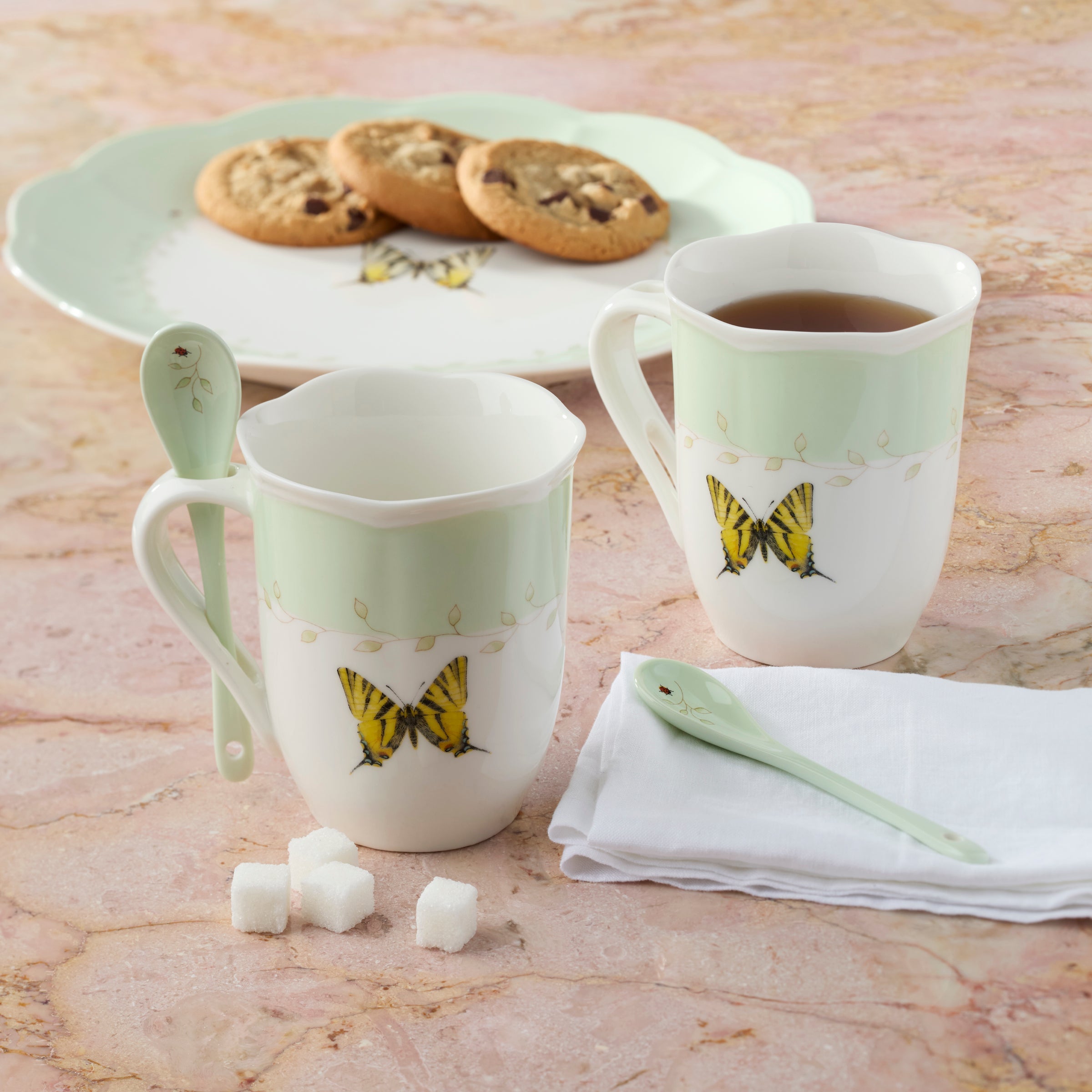 Butterfly Meadow Green Mugs With Spoons Set of 2 - Image 5