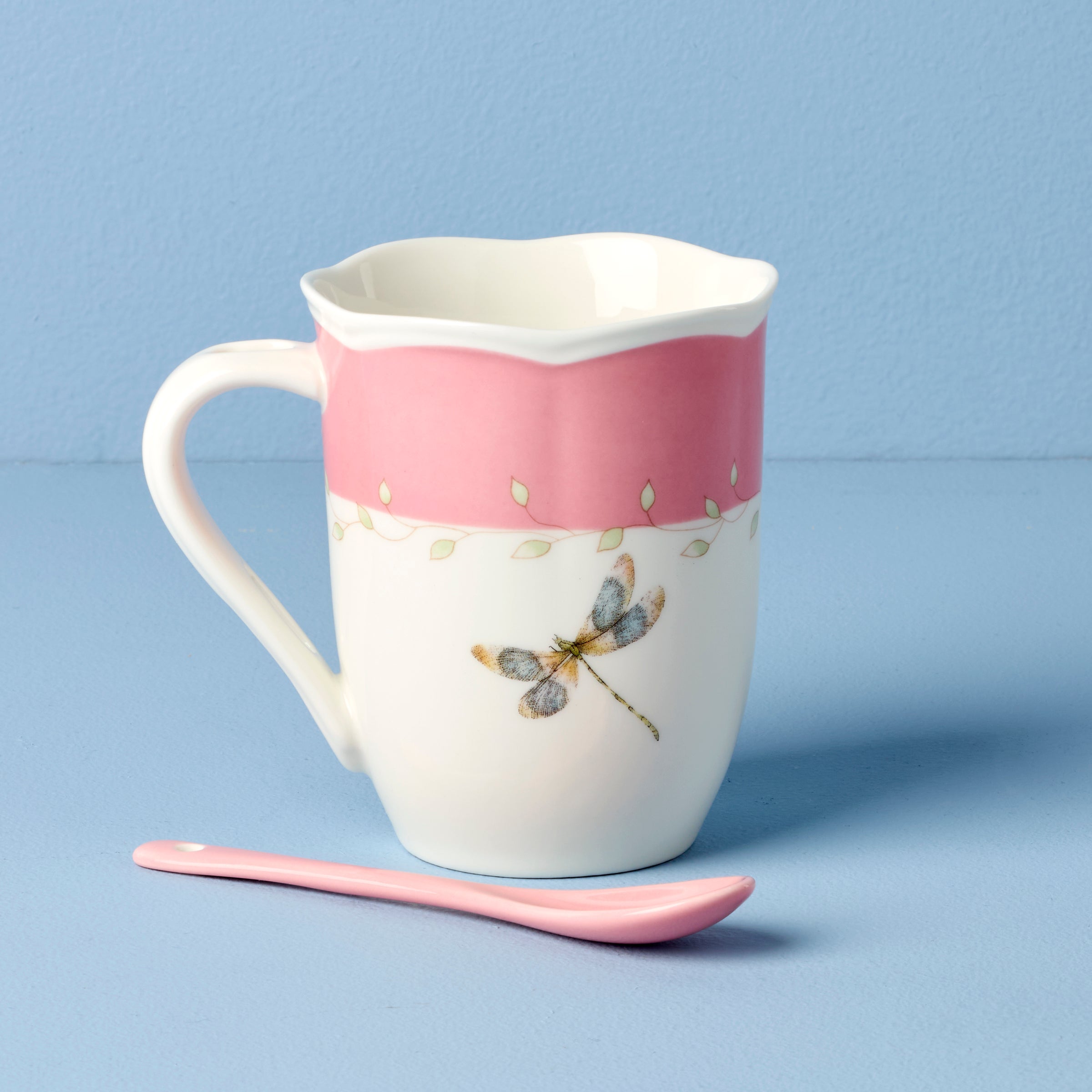 Butterfly Meadow Pink Mugs With Spoons Set of 2 - Image 4