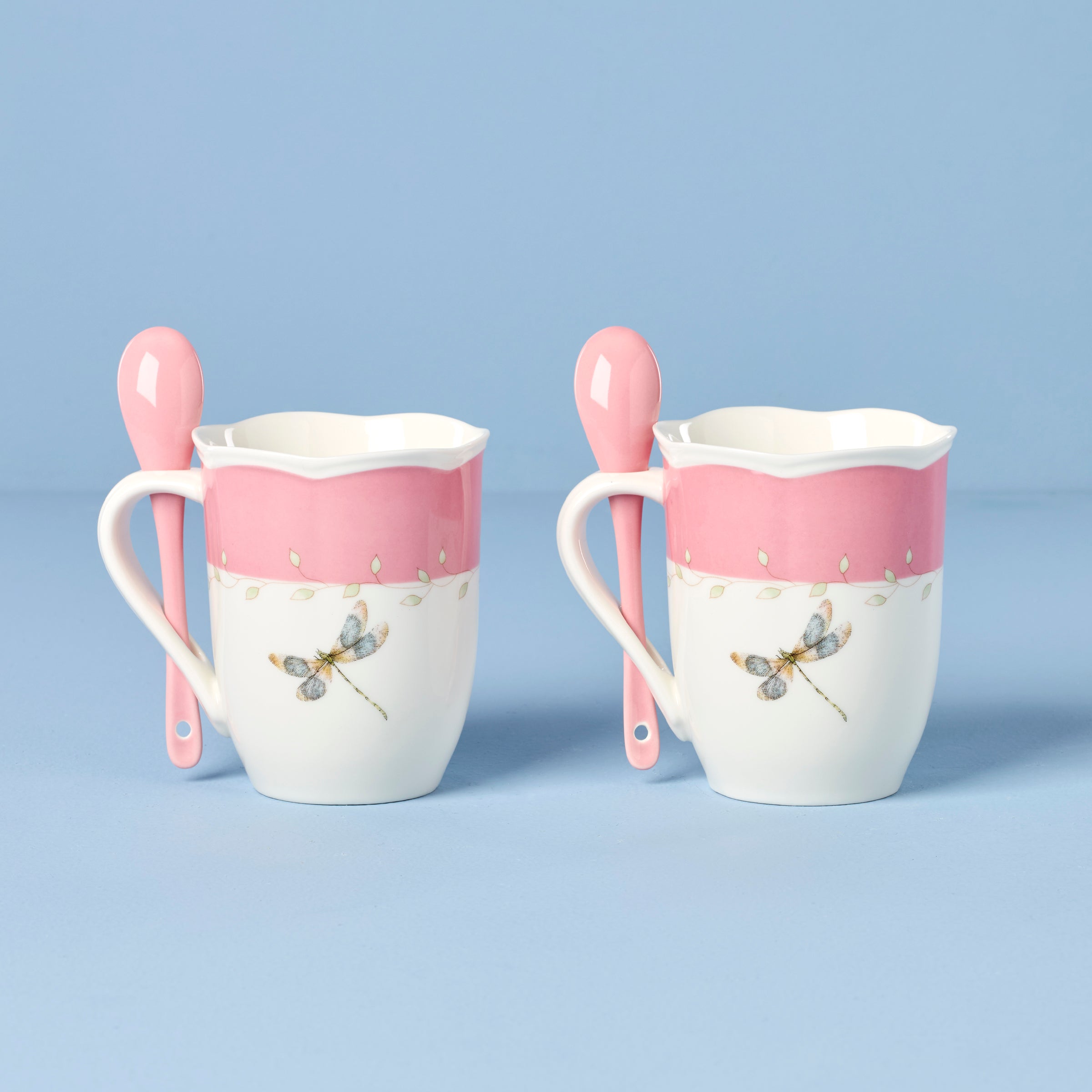 Alternative view of Butterfly Meadow Pink Mugs With Spoons   Set of 2