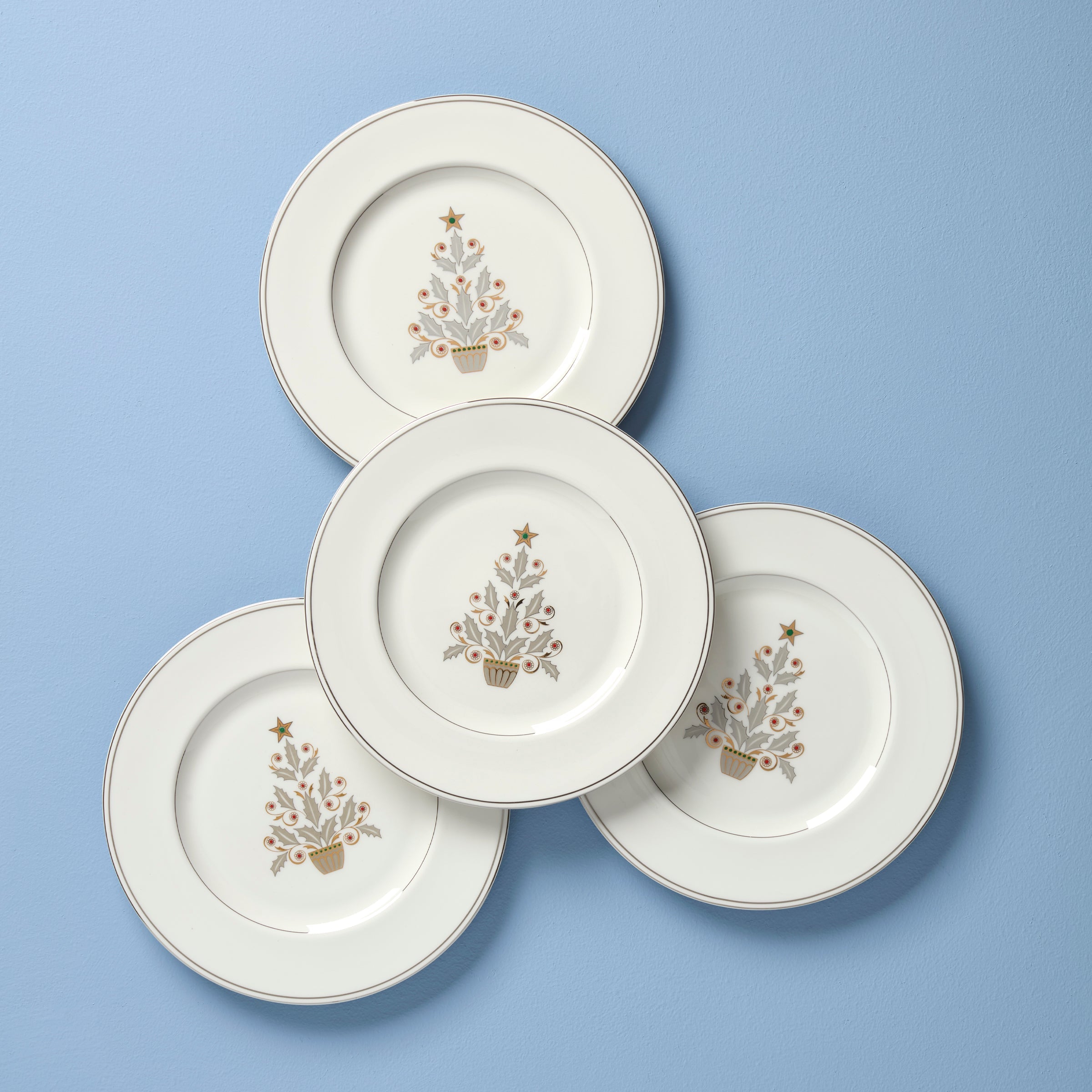 Federal Platinum Tree Accent Plates Set of 4