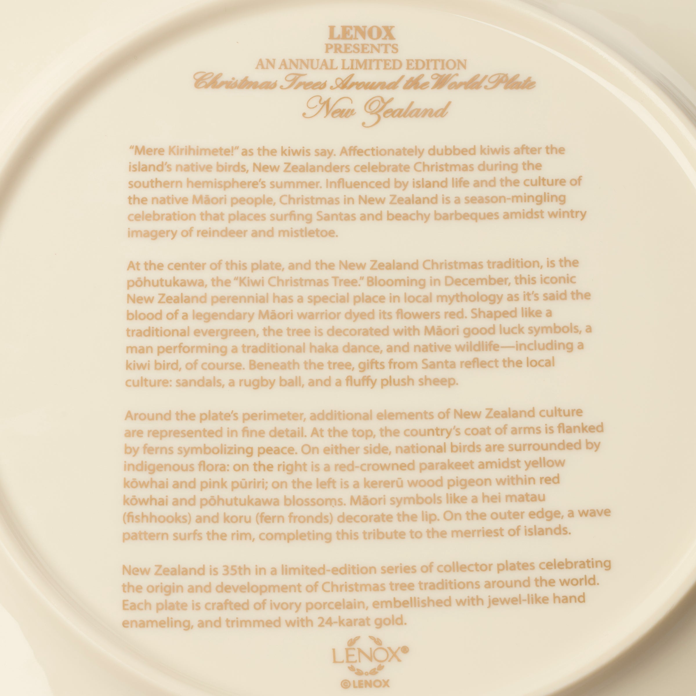 Alternative view of 2025 Trees Around The World Plate   New Zealand