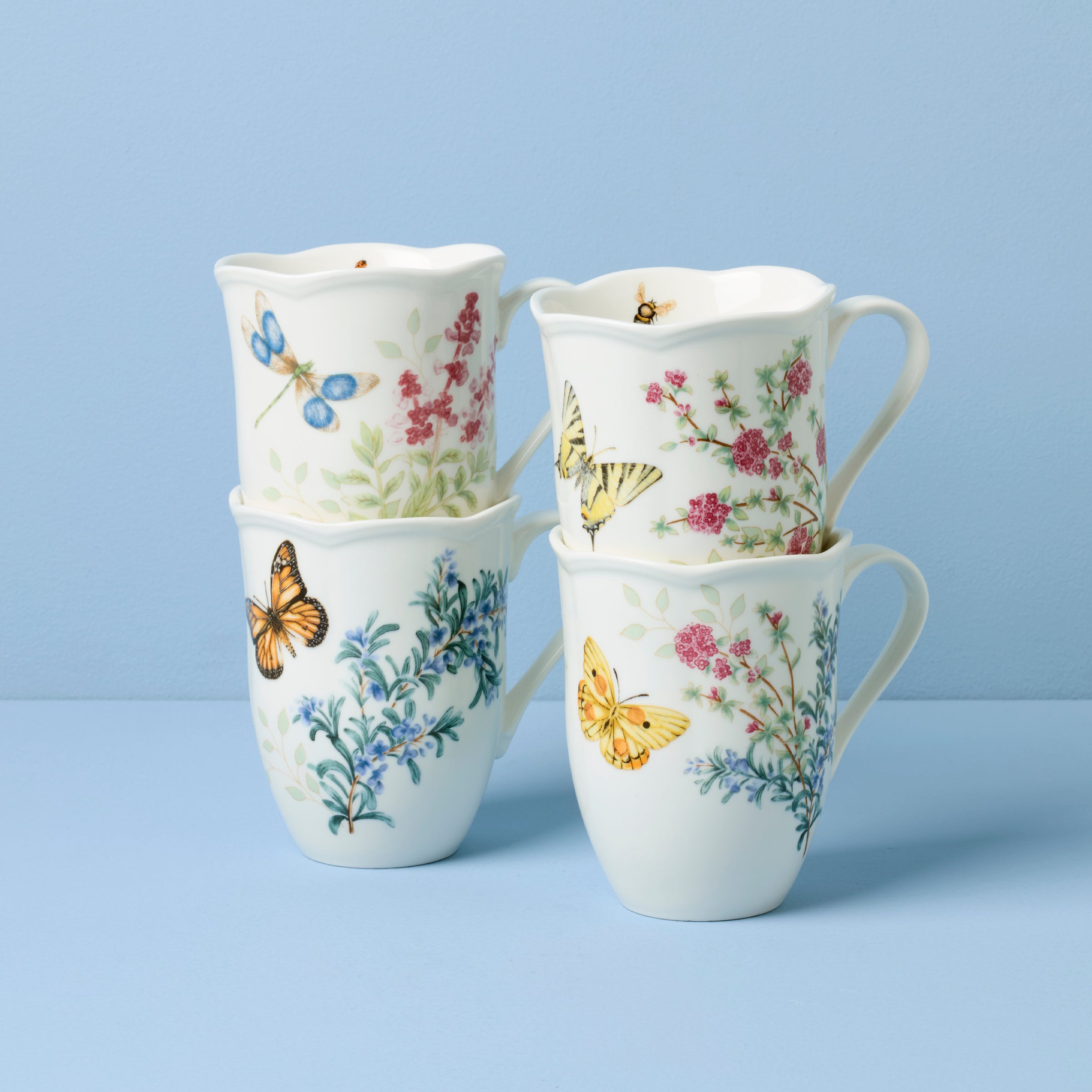 Butterfly Meadow Herbs Mugs Set of 4