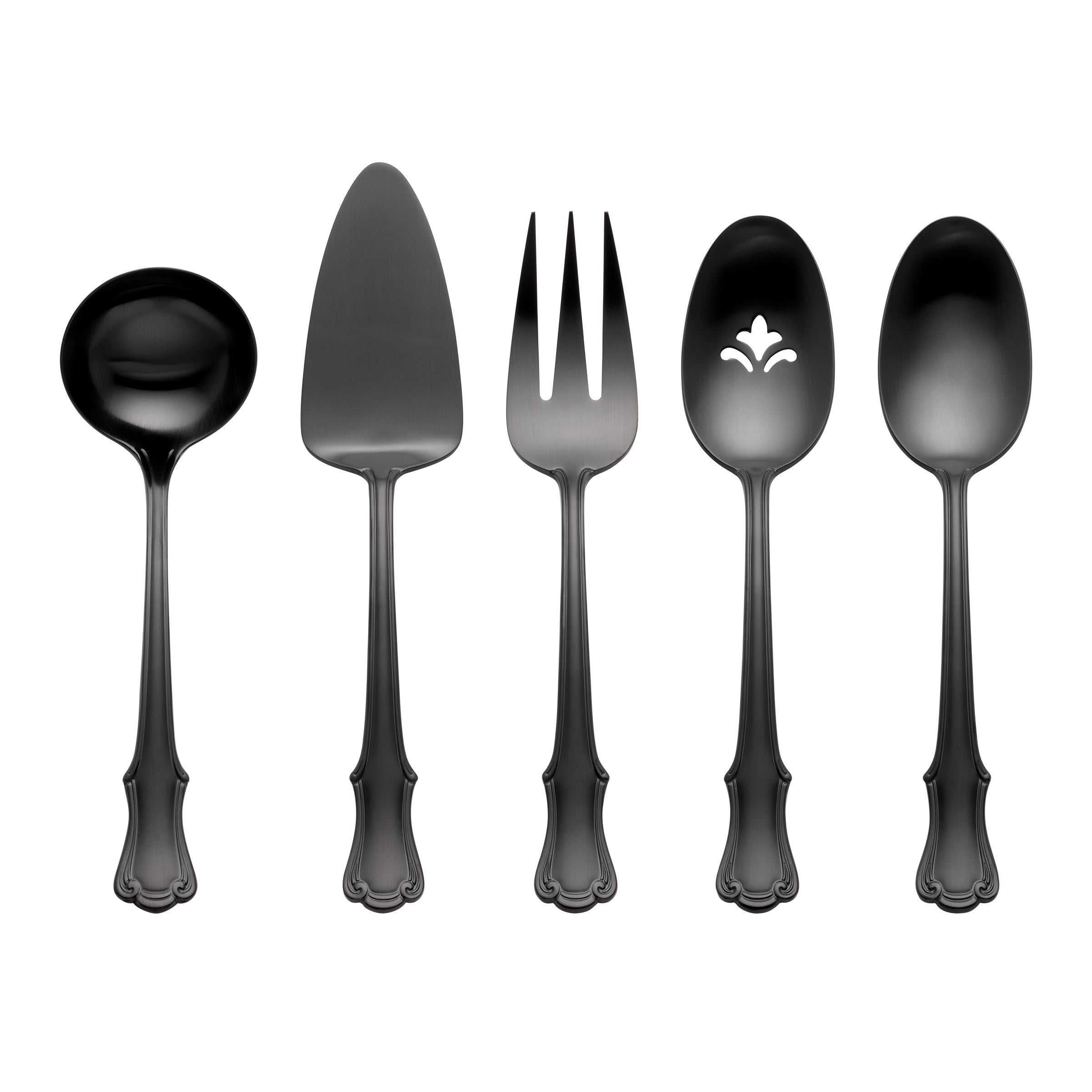 James Street Black Satin 5 Piece Hostess Set