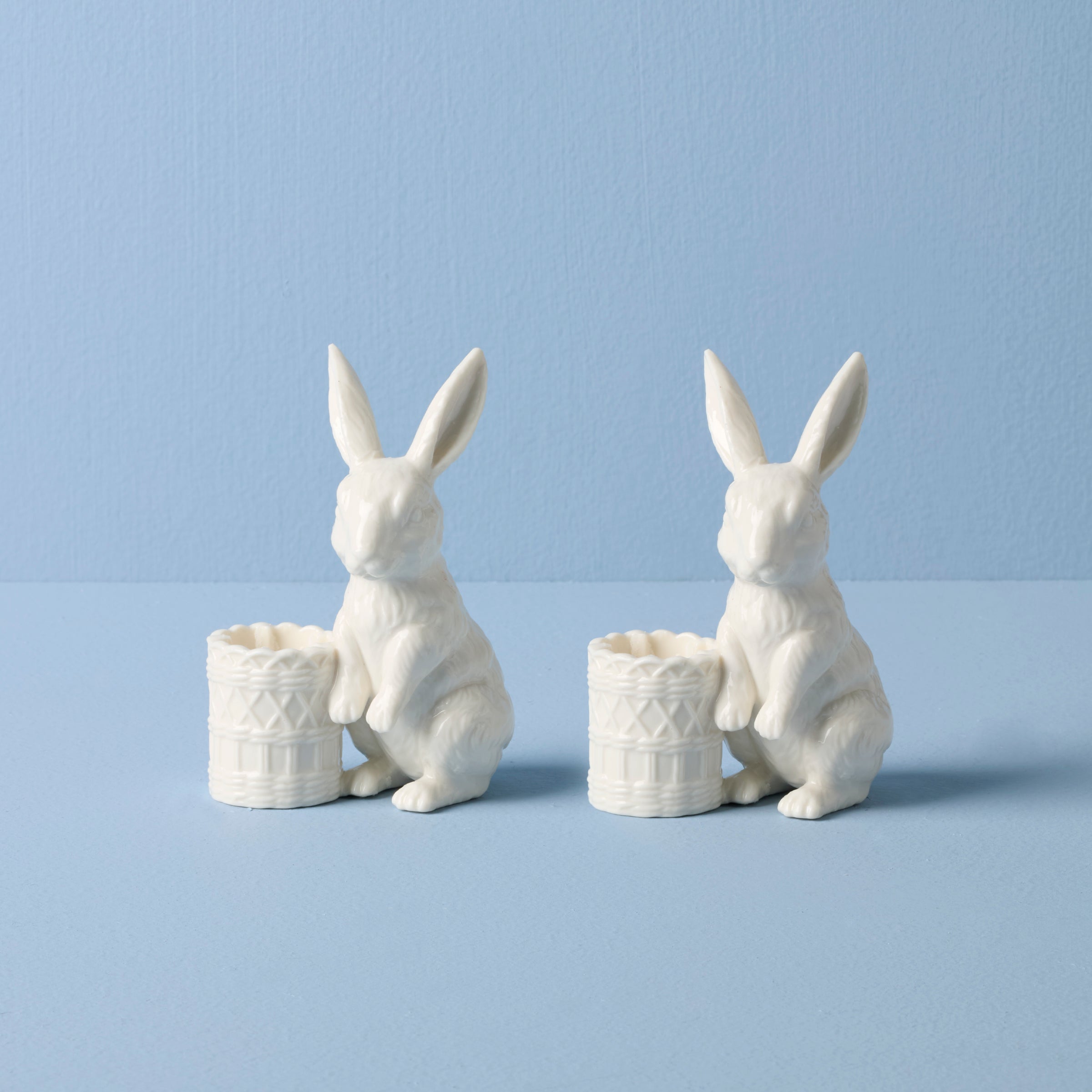 Wicker Creek Bunny Candle Holders   Set of 2