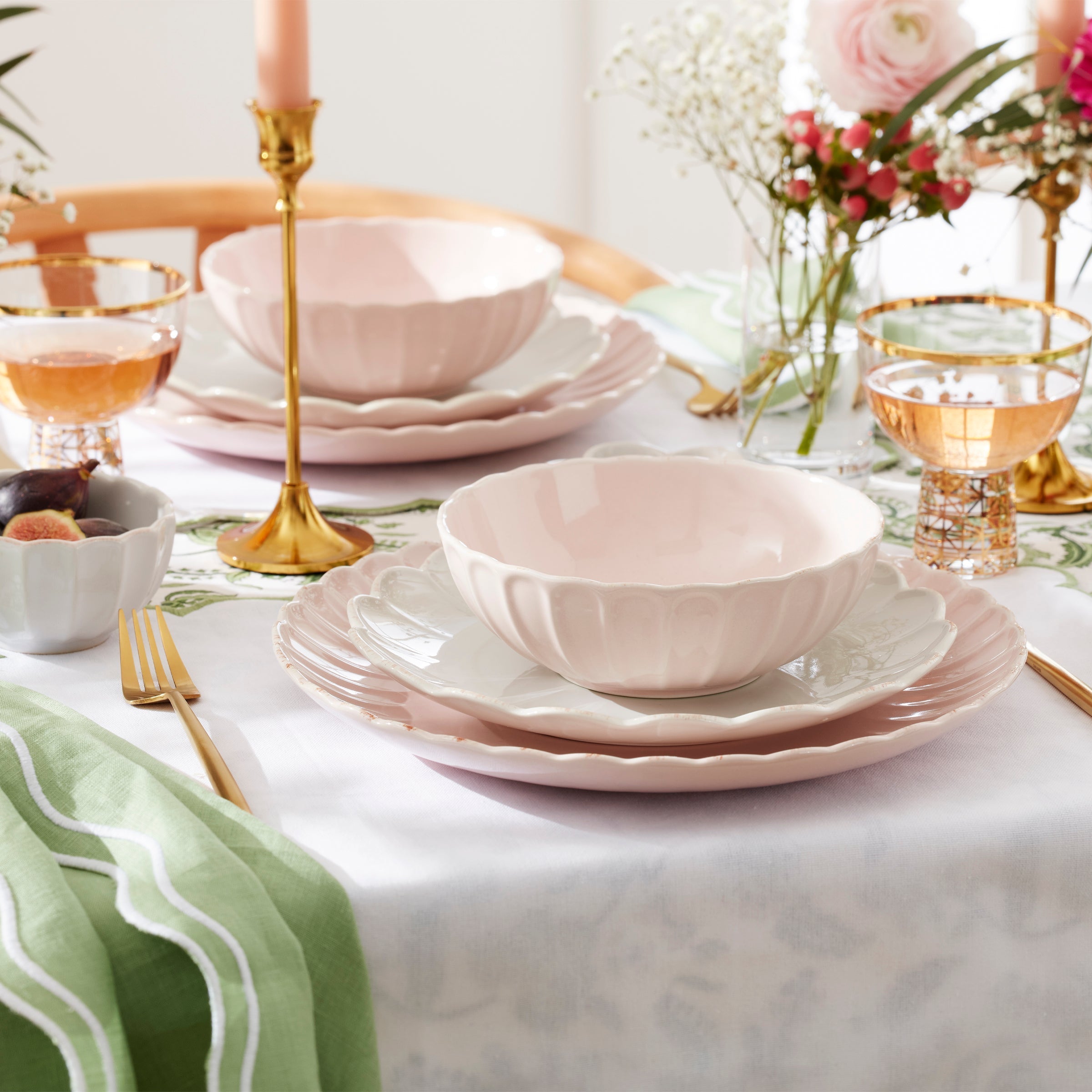 Alternative view of French Perle Scallop Blush 12 Piece Dinnerware Set