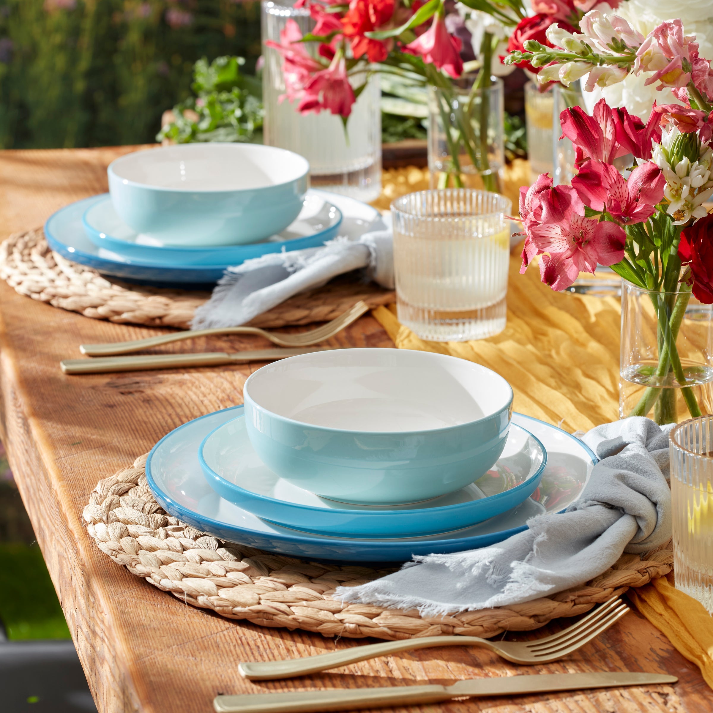 24 Seven Colors Turquoise 12 Piece Dinnerware Set - Image 3