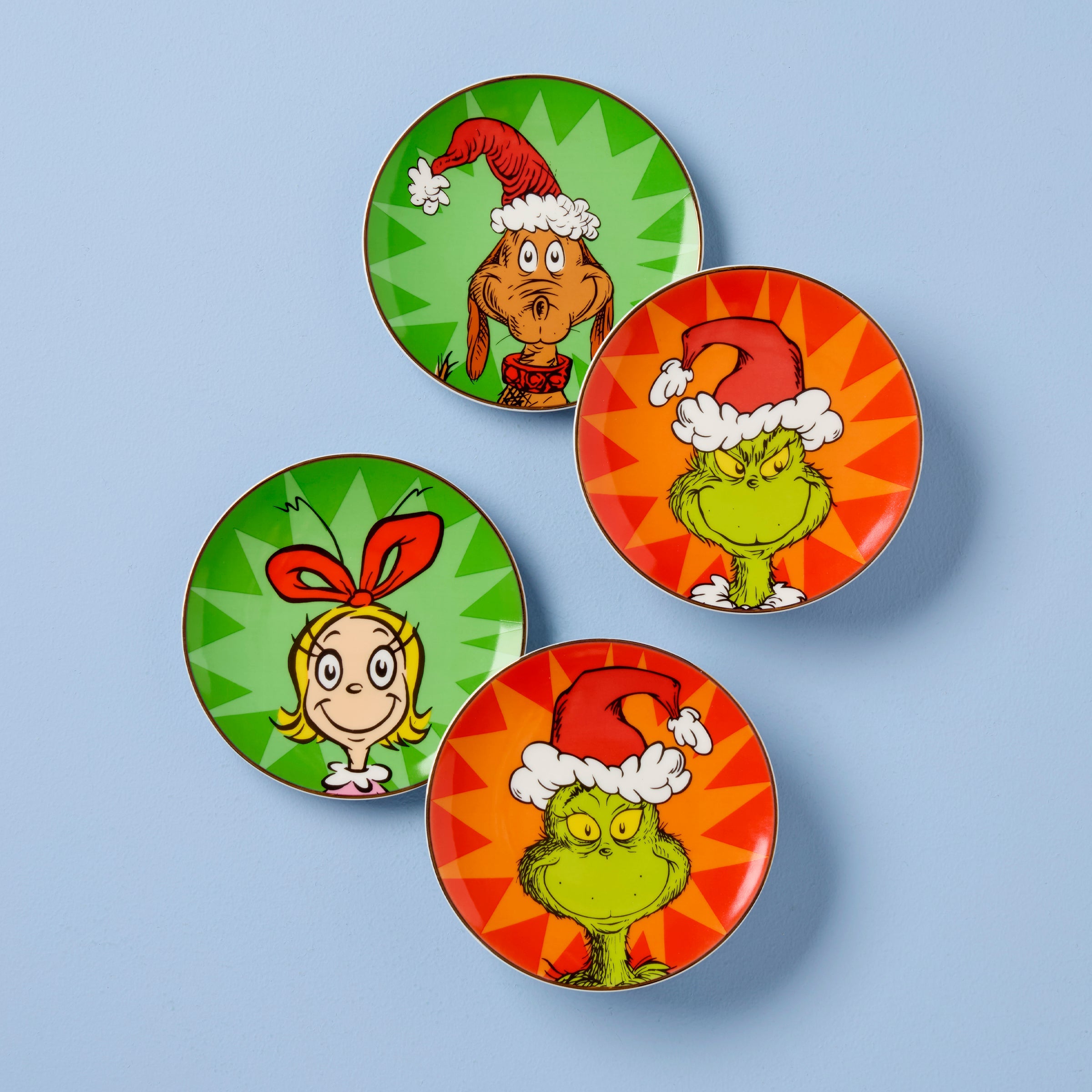 Merry Grinchmas Tidbit Plates Set of 4