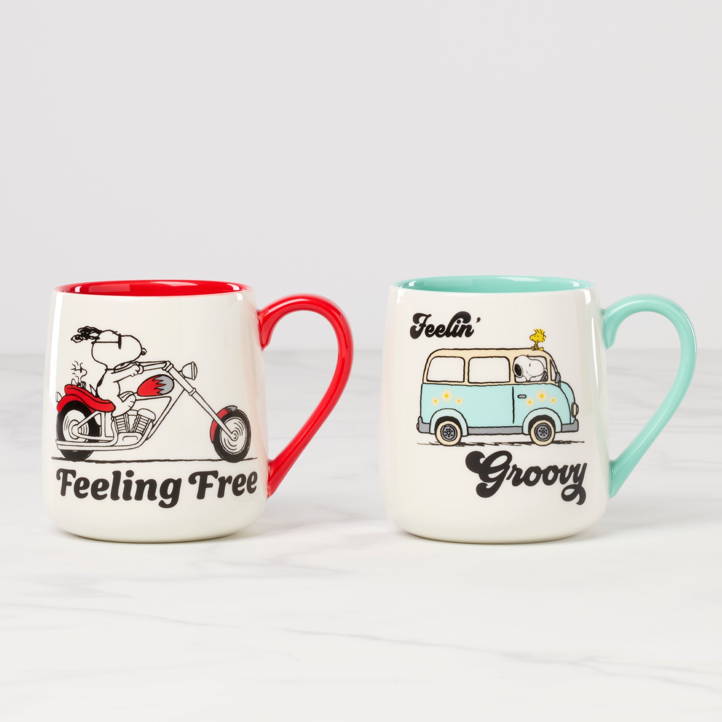 Peanuts Mugs   Set of 2   Groovy Feeling Free