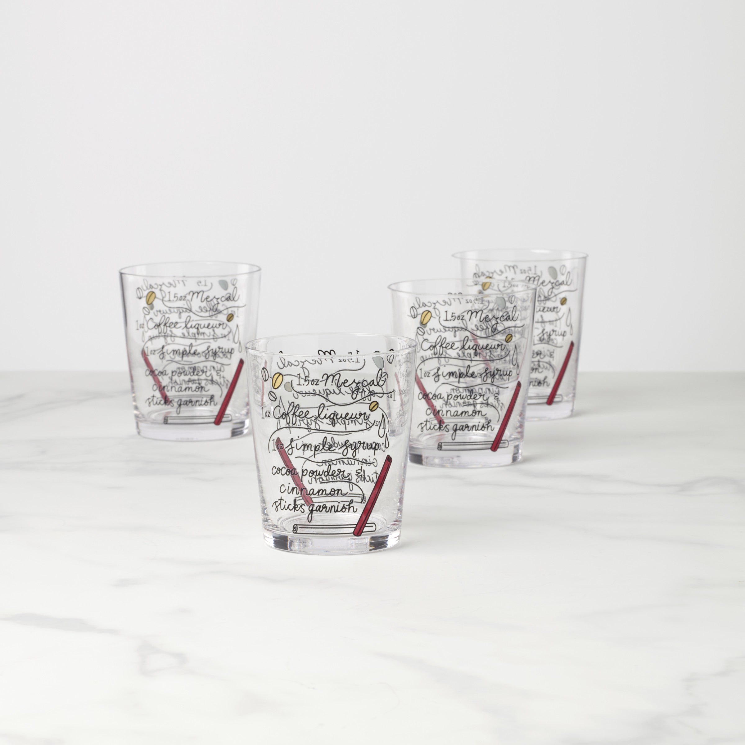 Make Merry Double Old Fashion Glasses   Set Of 4