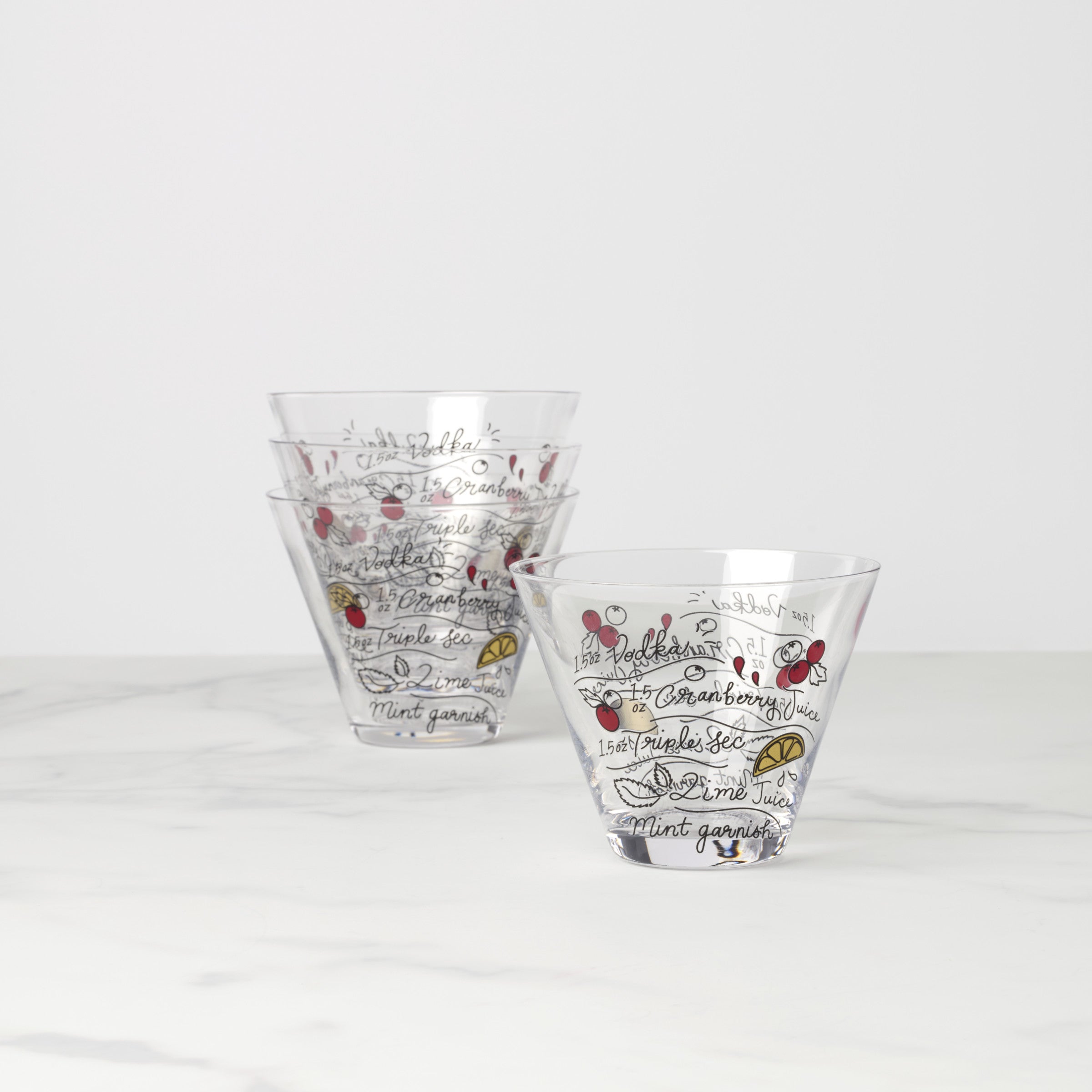 Make Merry Stemless Martini Glasses   Set Of 4