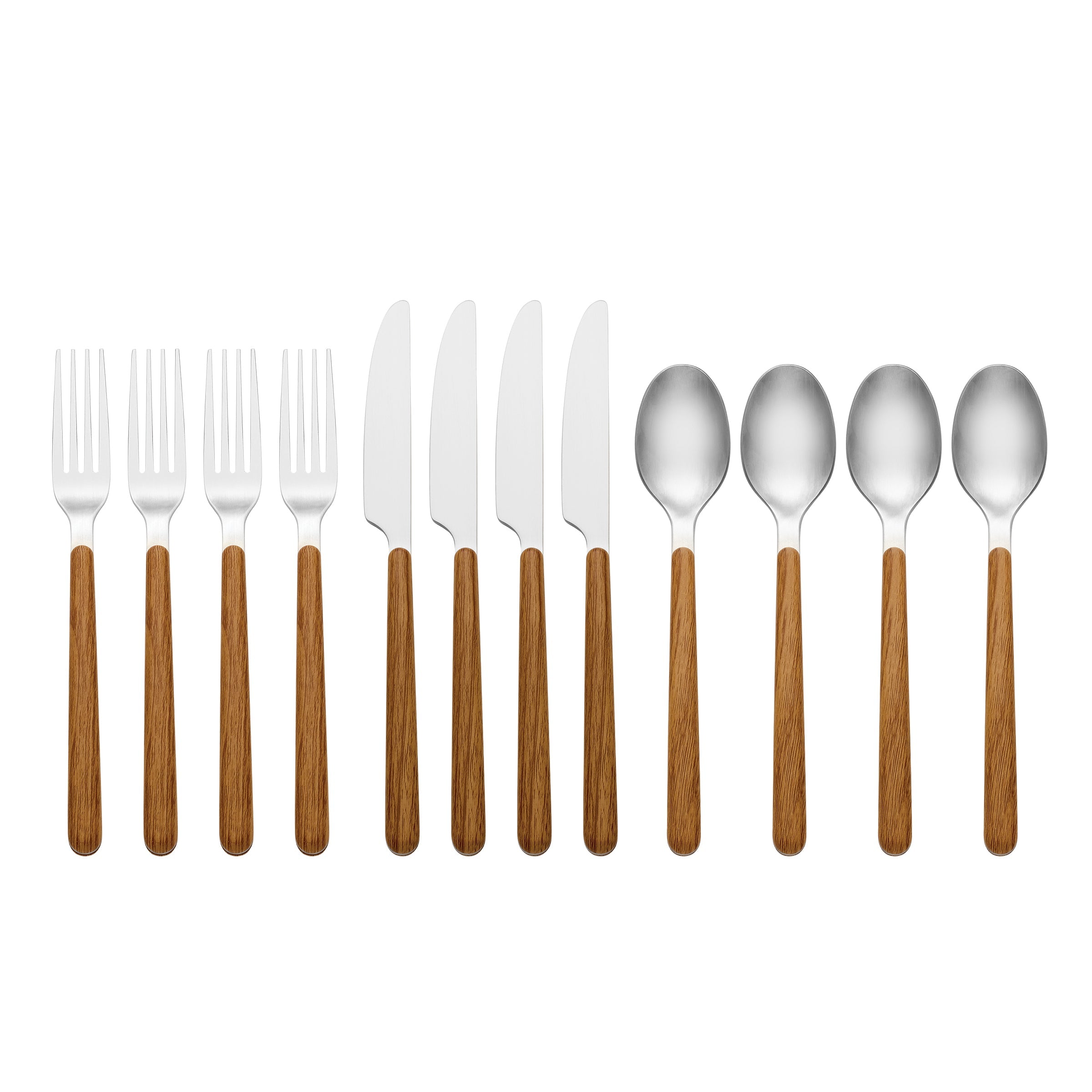 Alternative view of 24 Seven Mirror Faux Wood Handle 12 Piece Flatware Set