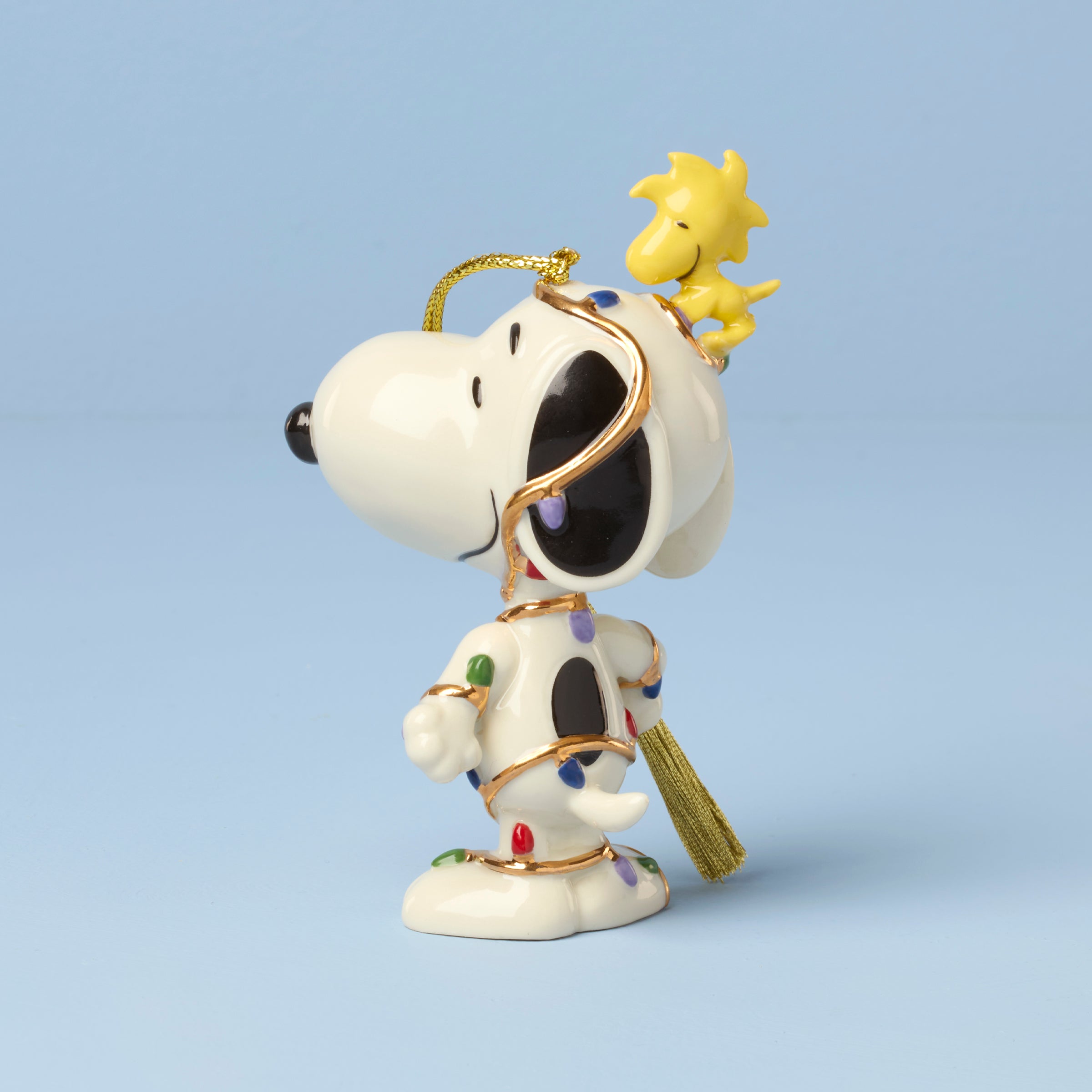 Alternative view of Snoopy Tangled in Lights Ornament